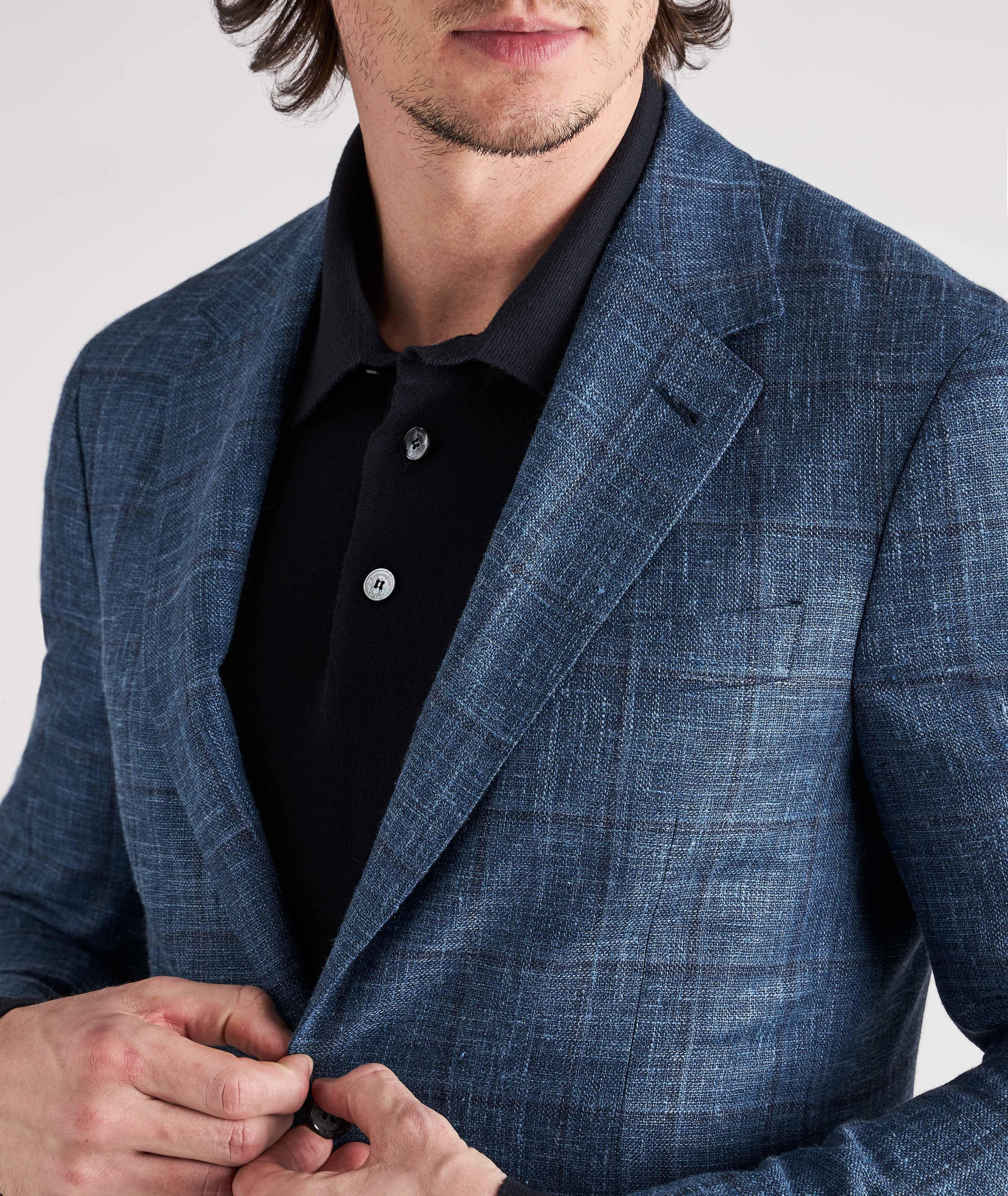 Plaid Wool, Silk & Linen Blend Sports Jacket image 4