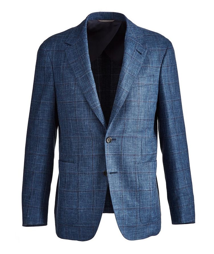 Plaid Wool, Silk & Linen Blend Sports Jacket image 0