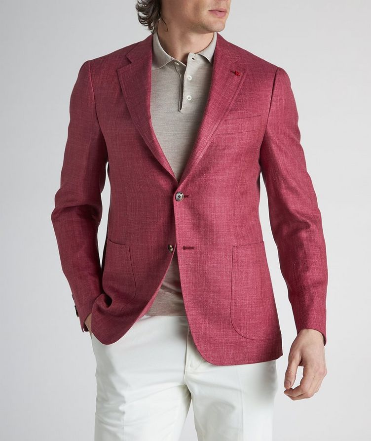 Mélange Crosshatch Wool, Silk& Linen Sports Jacket   image 1