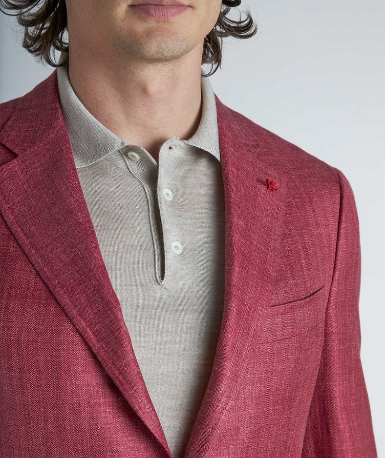 Mélange Crosshatch Wool, Silk& Linen Sports Jacket   image 3