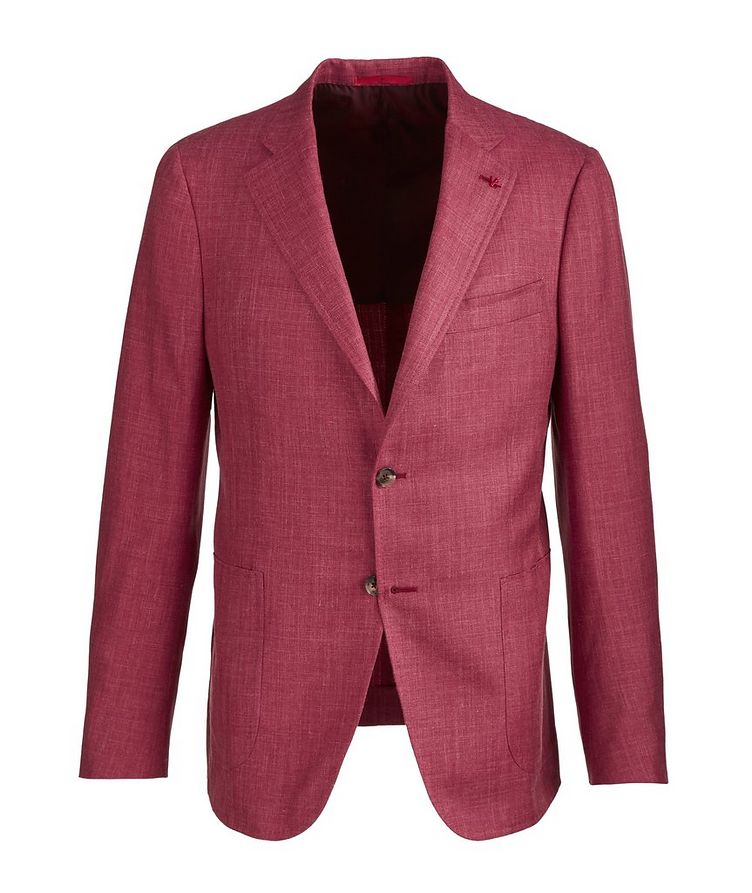 Mélange Crosshatch Wool, Silk& Linen Sports Jacket   image 0
