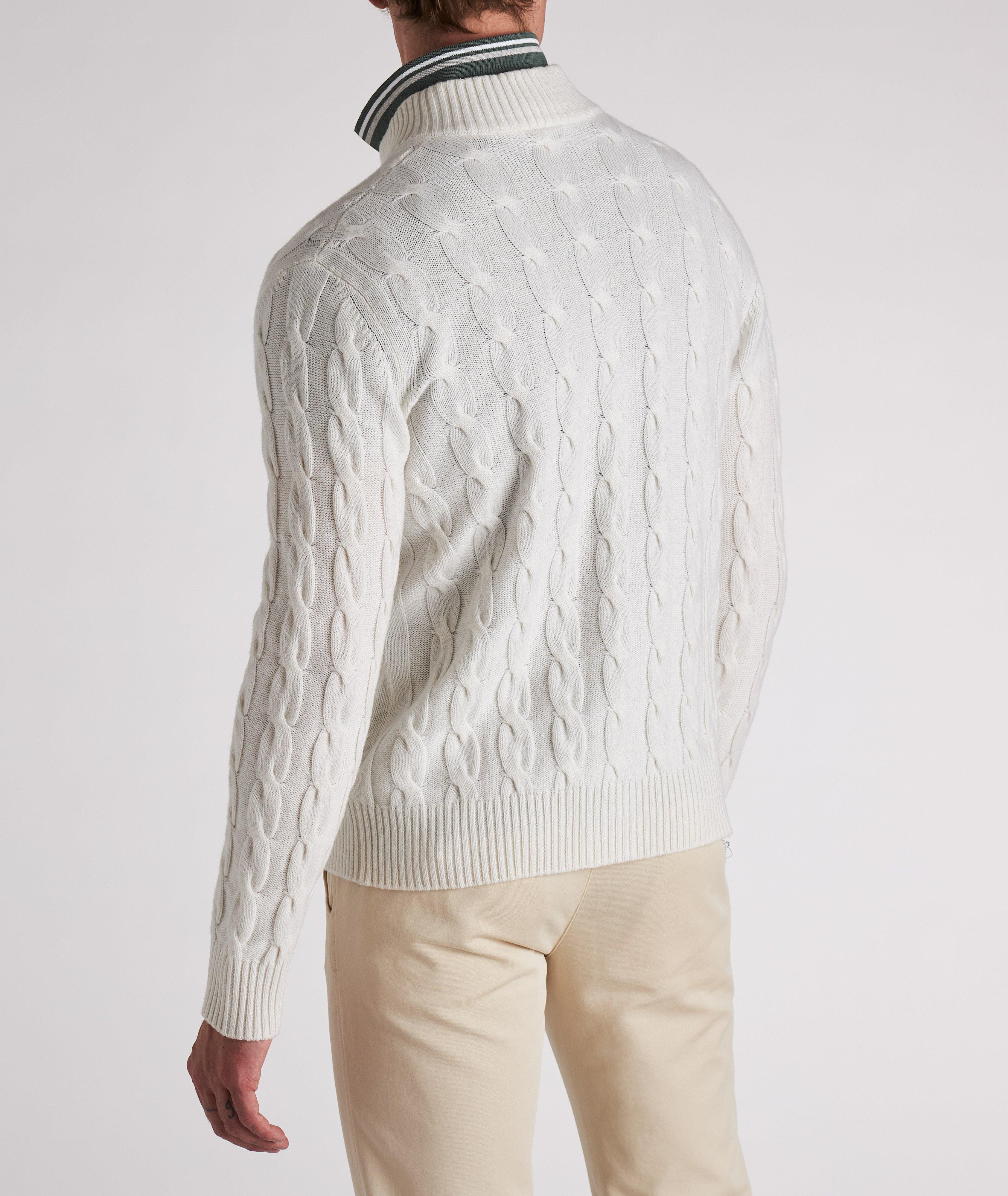 Button-Up Cable Knit Cashmere Sweater image 2