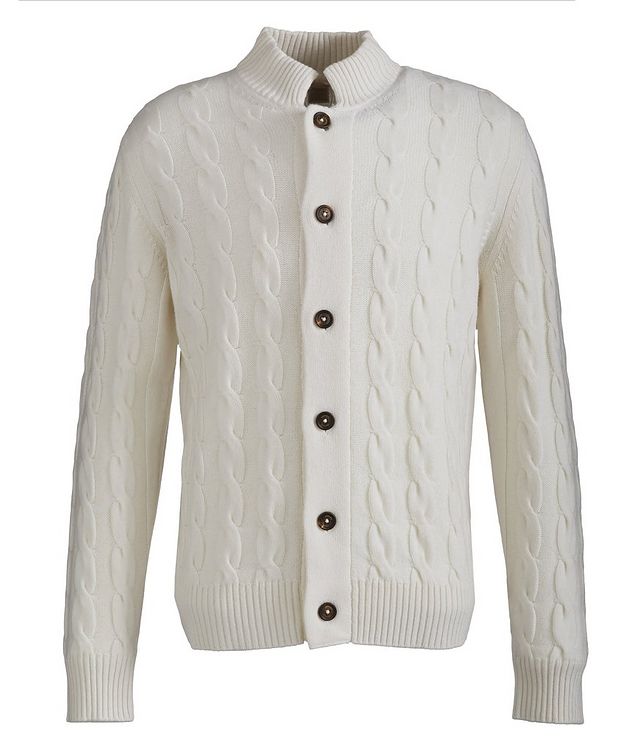 Button-Up Cable Knit Cashmere Sweater picture 1