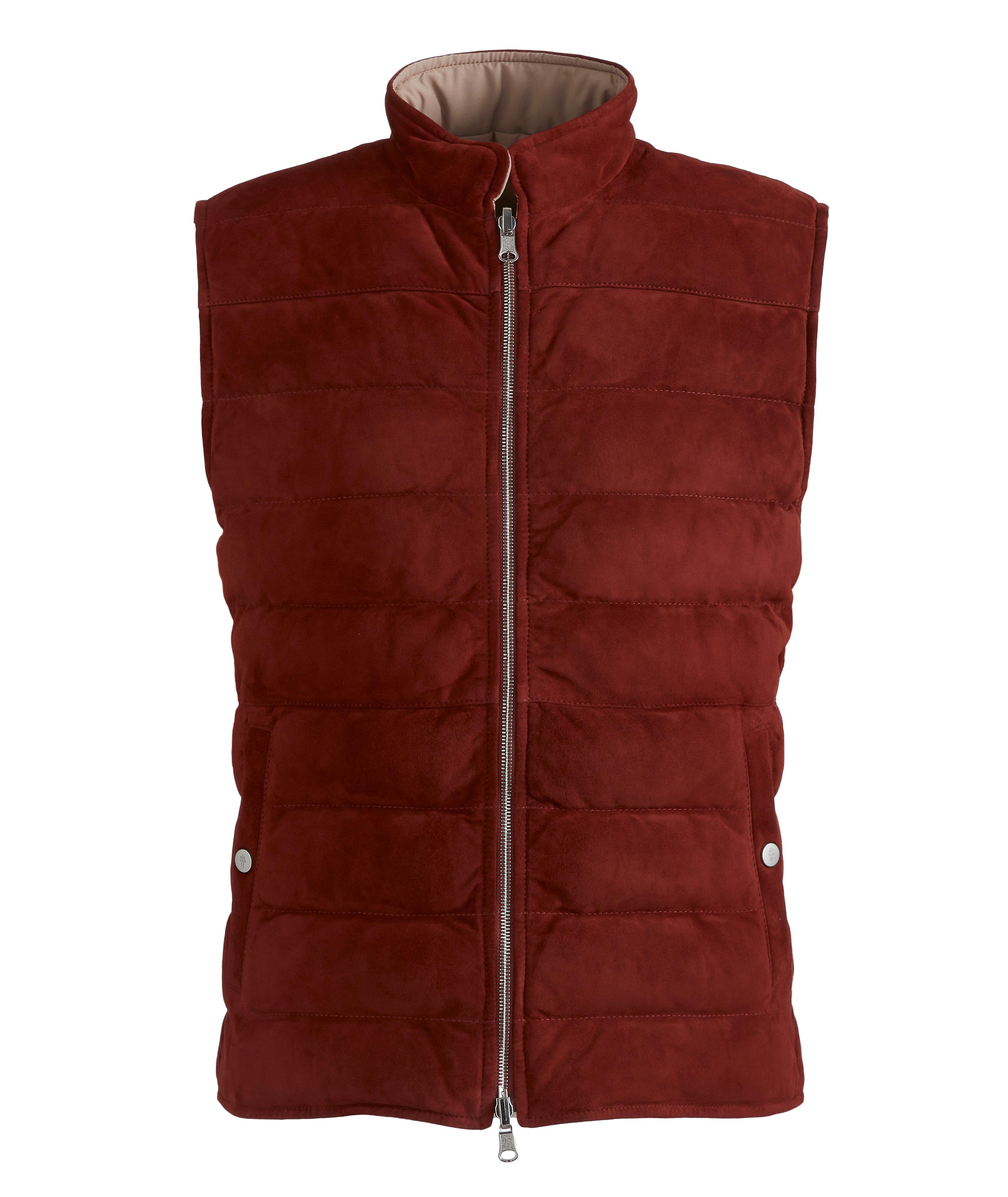 Reversible Suede Puffer Vest image 0