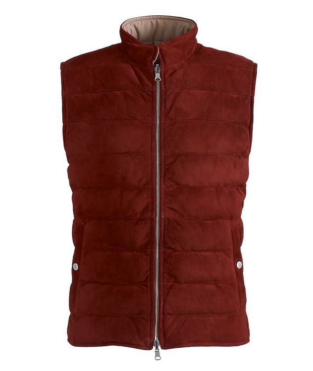 Reversible Suede Puffer Vest picture 1