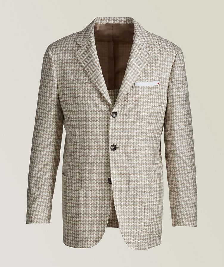 Contemporary Fit Houndstooth Linen, Cashmere, & Wool Sports Jacket image 0