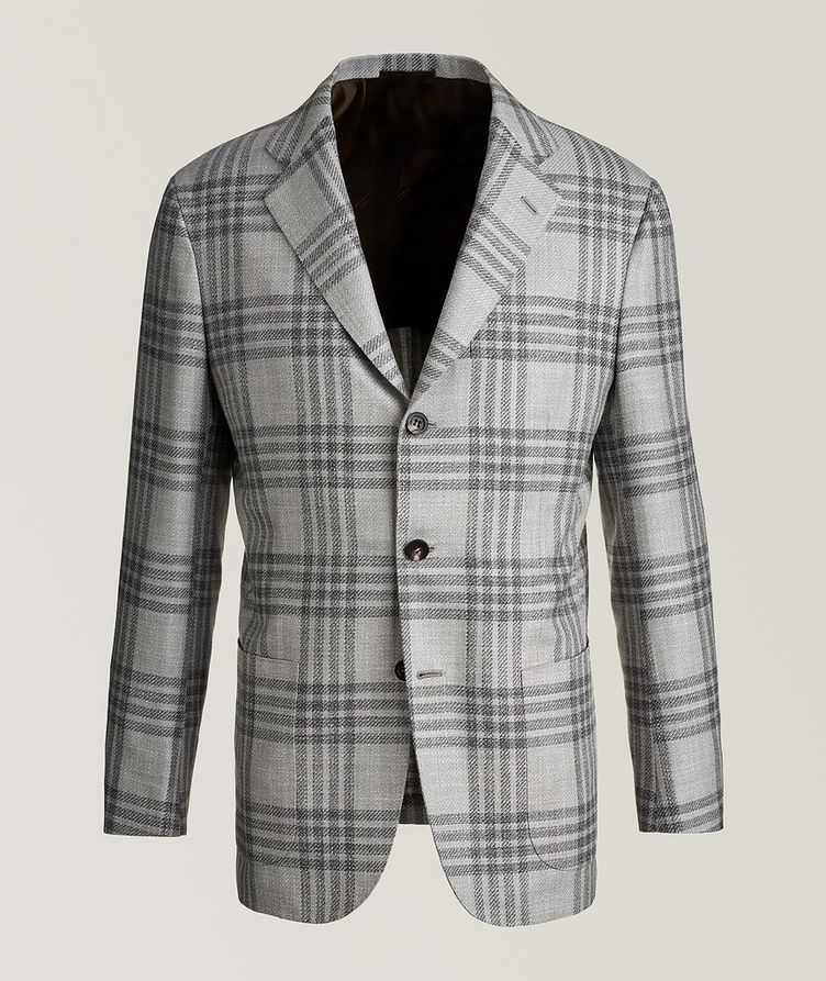 Contemporary Fit Checked Cashmere, Wool, Linen & Silk Sports Jacket image 0