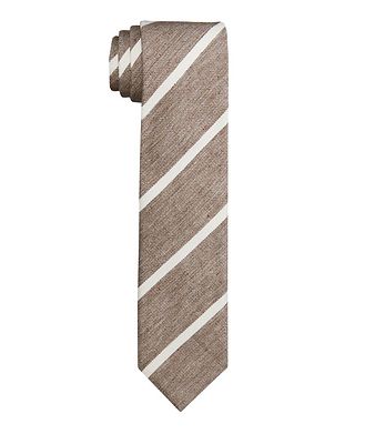 Altea Striped Silk-Linen Tie 