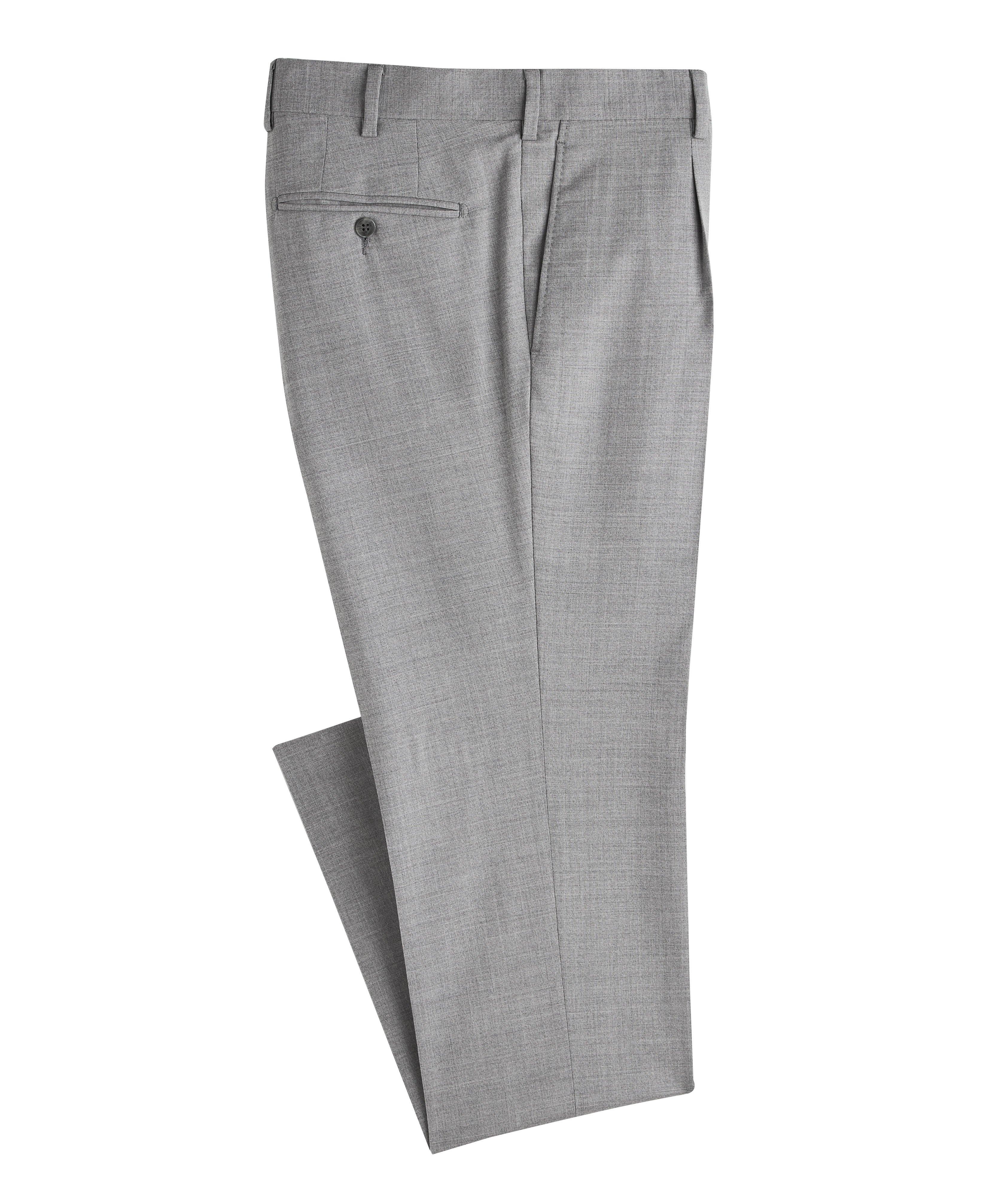 Pantalon habillé en laine extensible à motif hachuré image 0