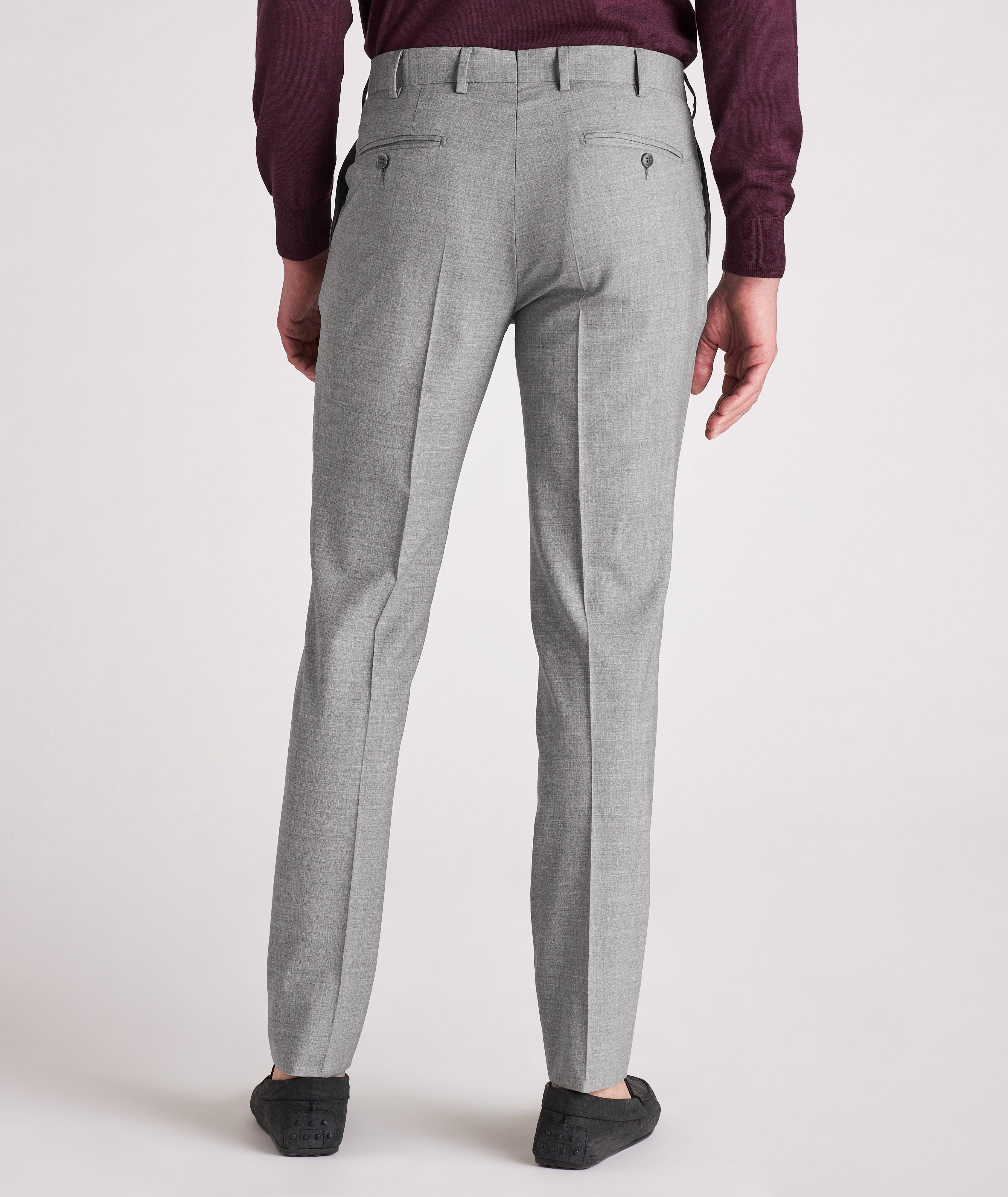 Pantalon habillé en laine extensible à motif hachuré image 3