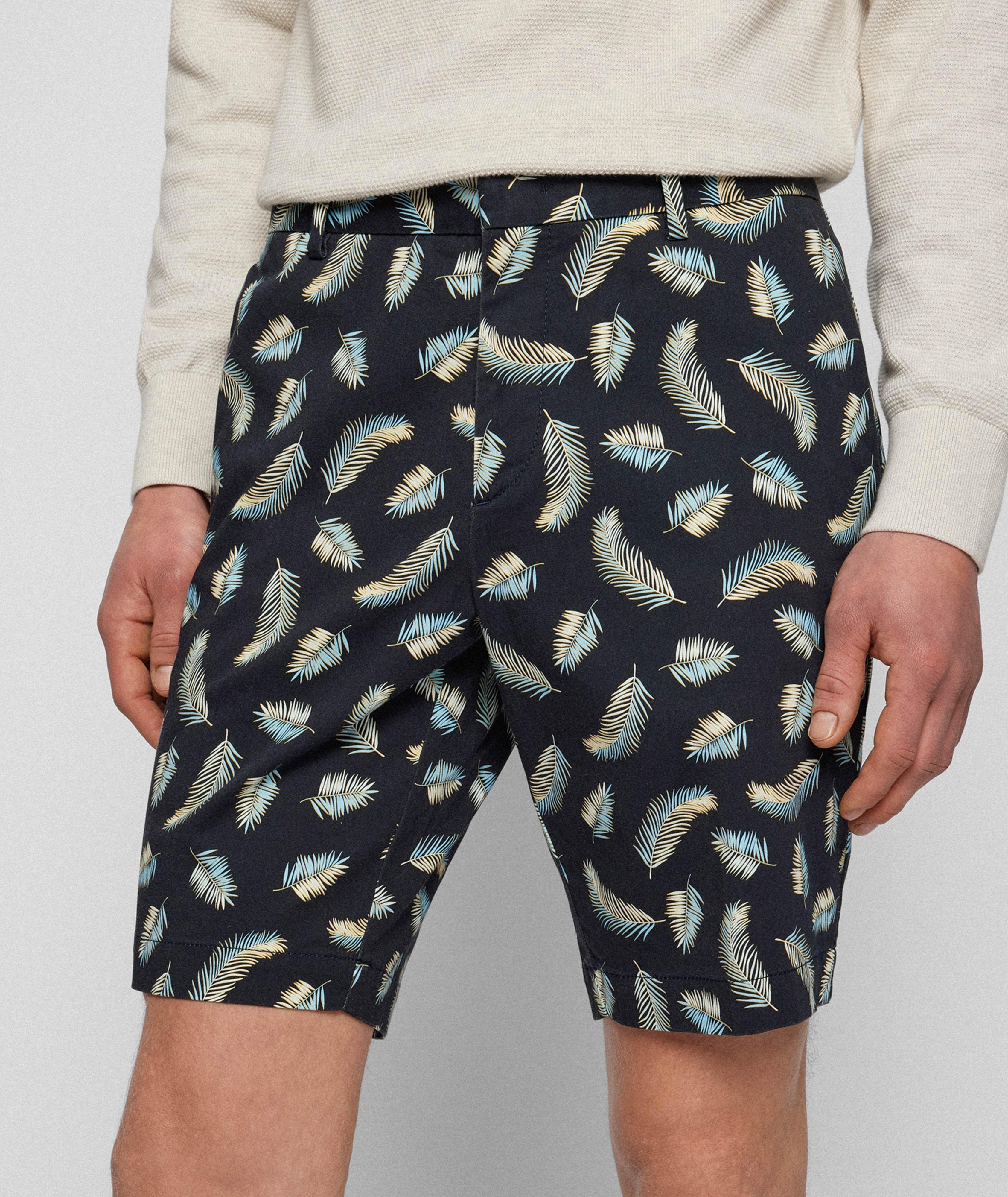 Slim Fit Stretch-Cotton Palm Print Shorts image 2