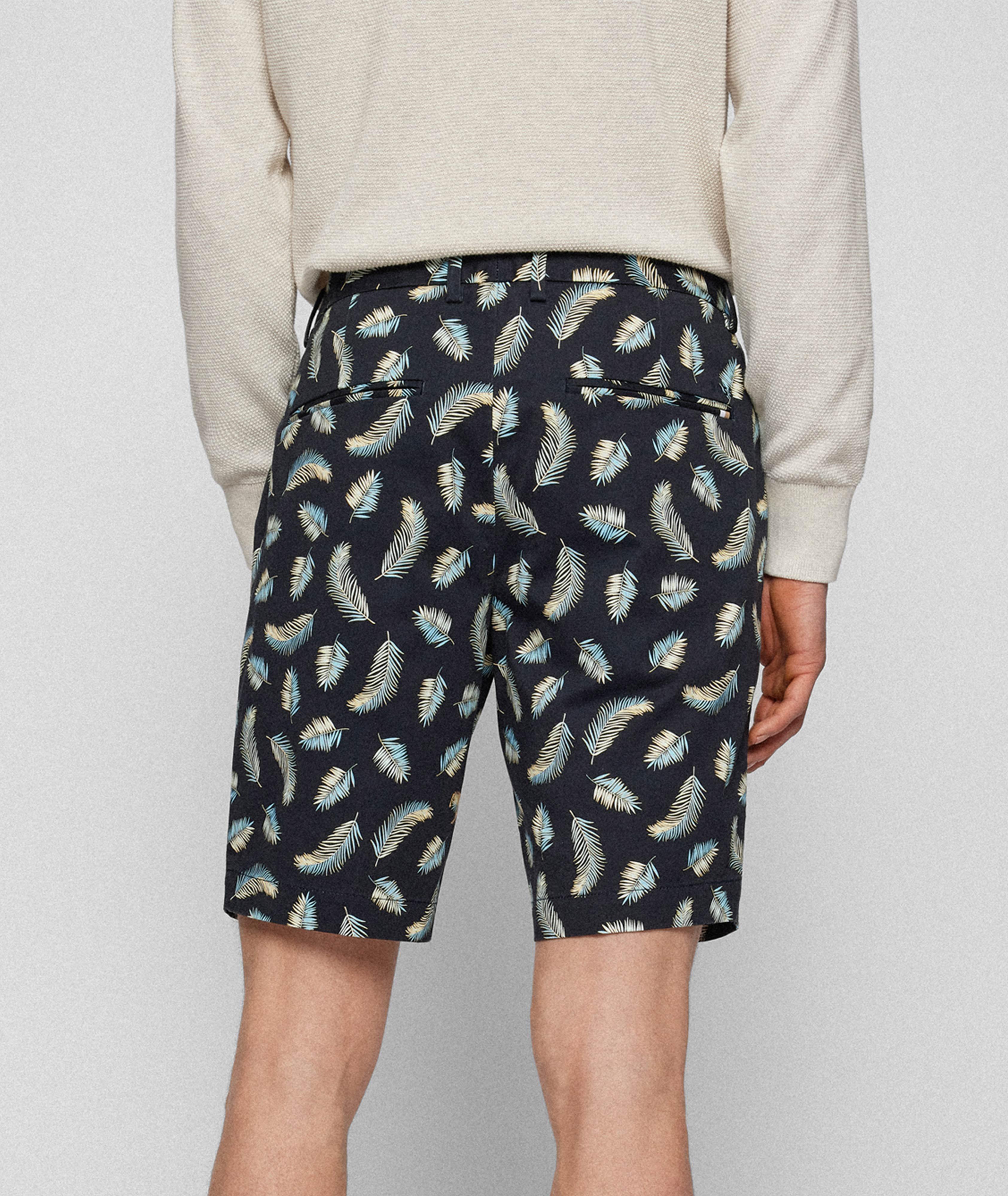 Slim Fit Stretch-Cotton Palm Print Shorts image 4
