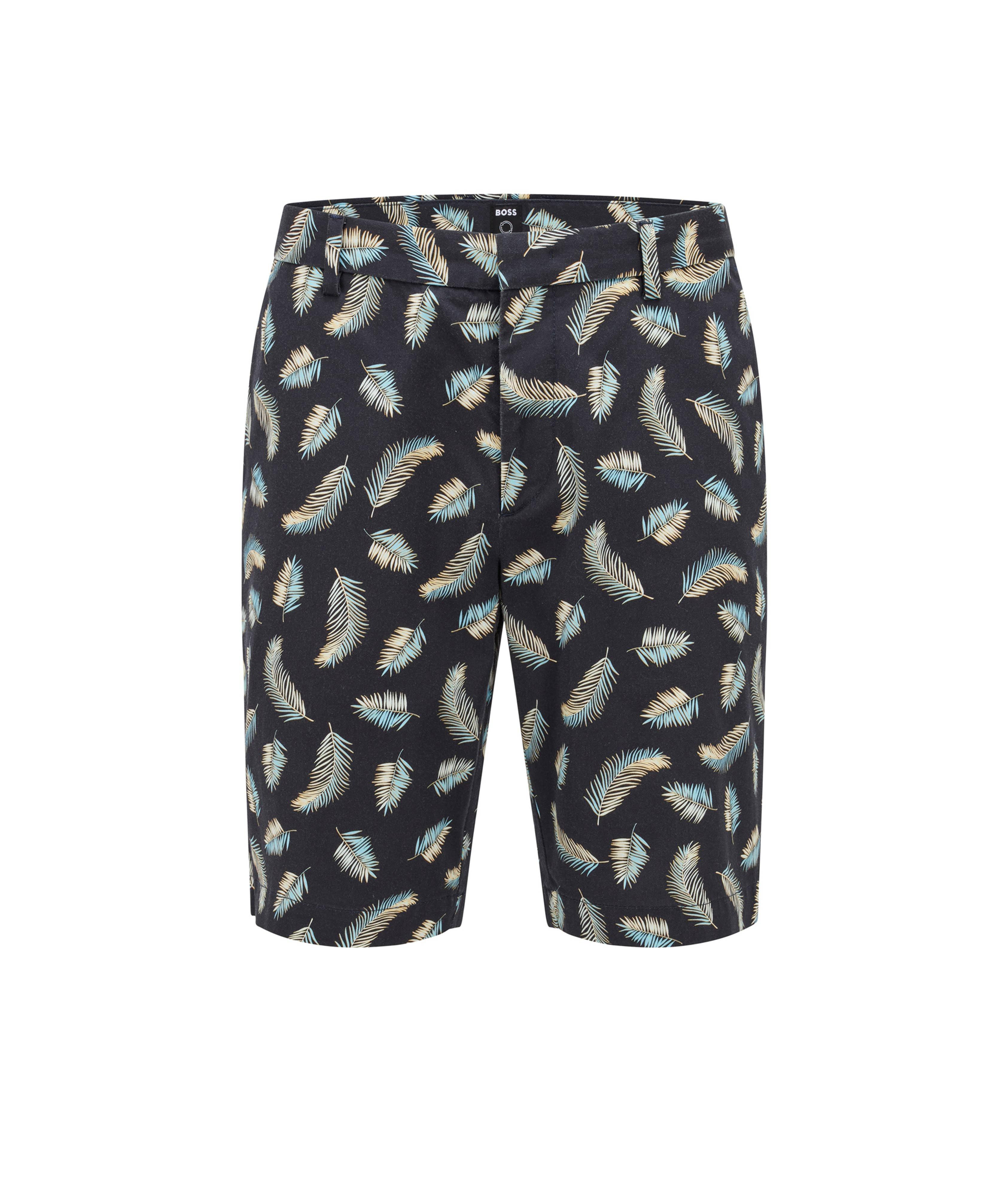 Slim Fit Stretch-Cotton Palm Print Shorts image 0