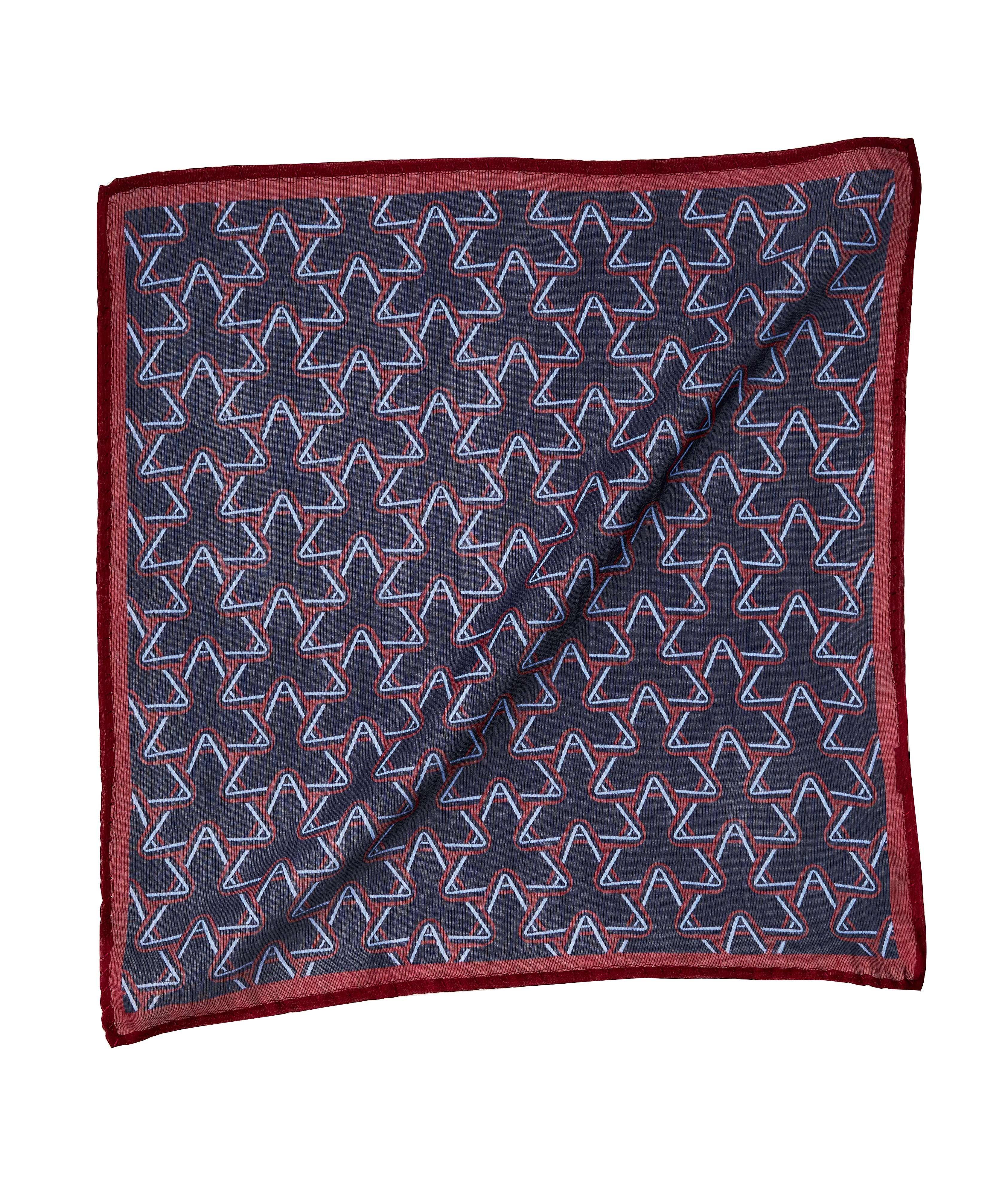 Mouchoir de poche en soie et laine à motif géométrique image 0