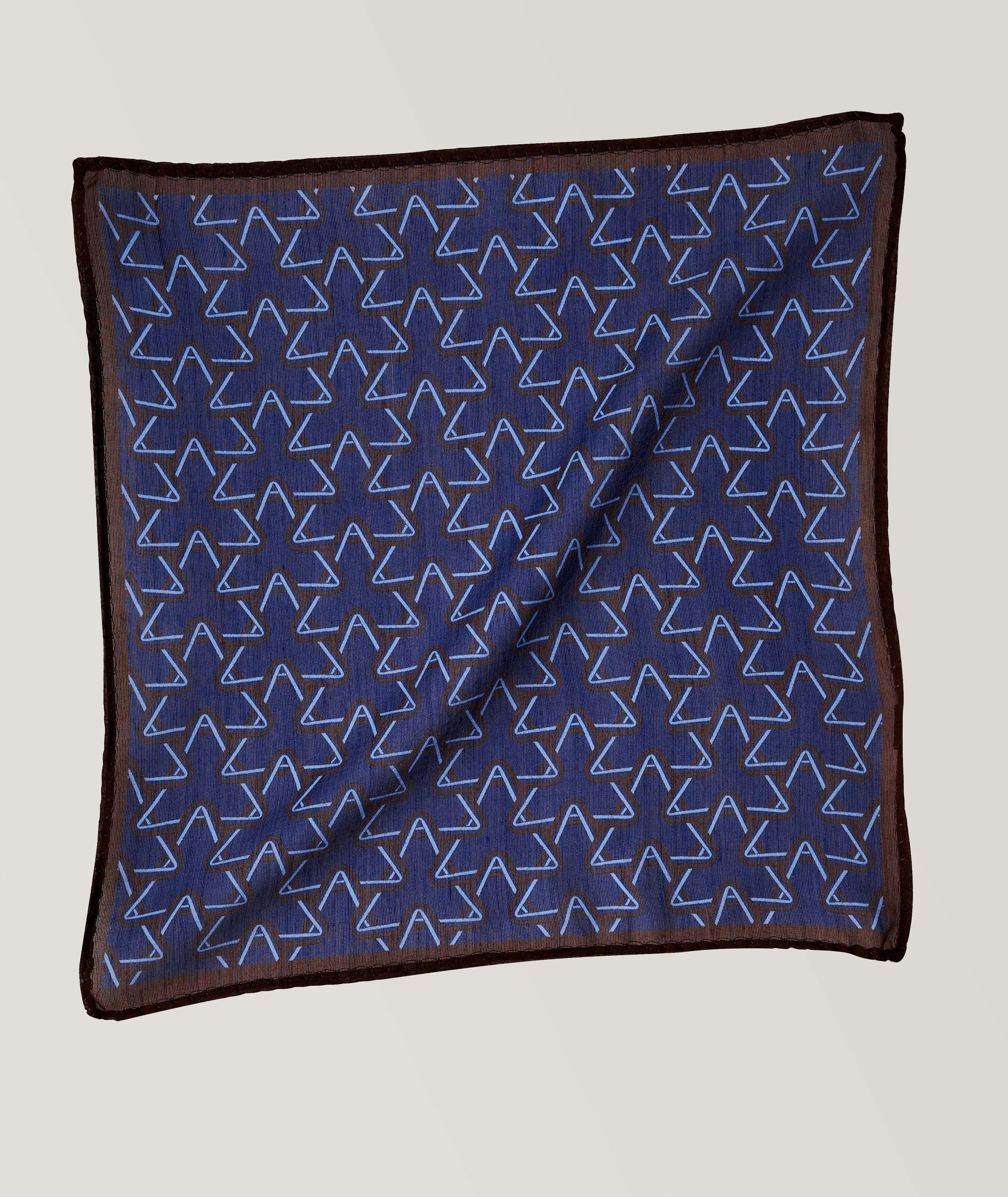 Mouchoir de poche en soie et laine à motif géométrique image 0