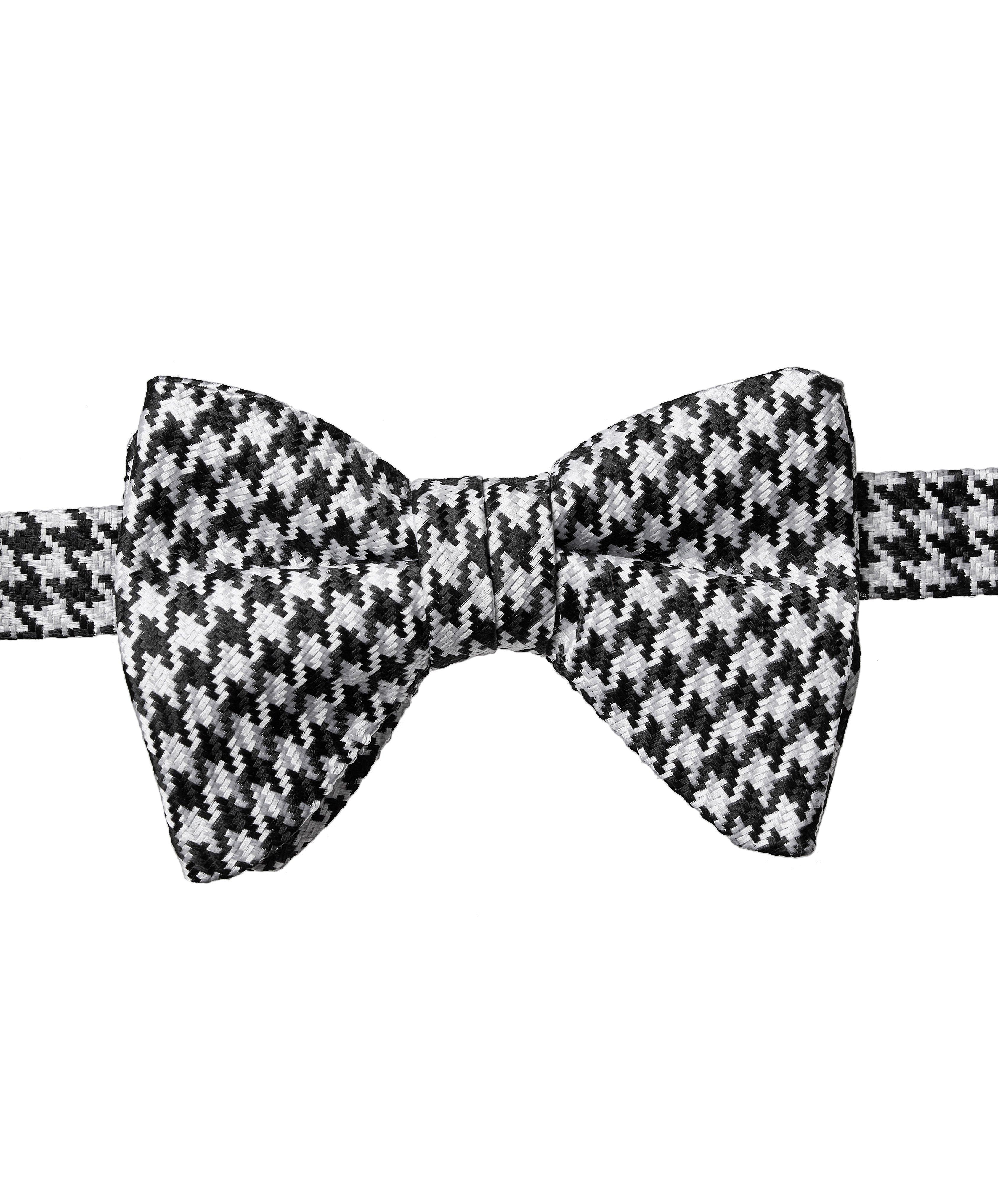 Nœud papillon en jacquard de soie à pied-de-poule image 0