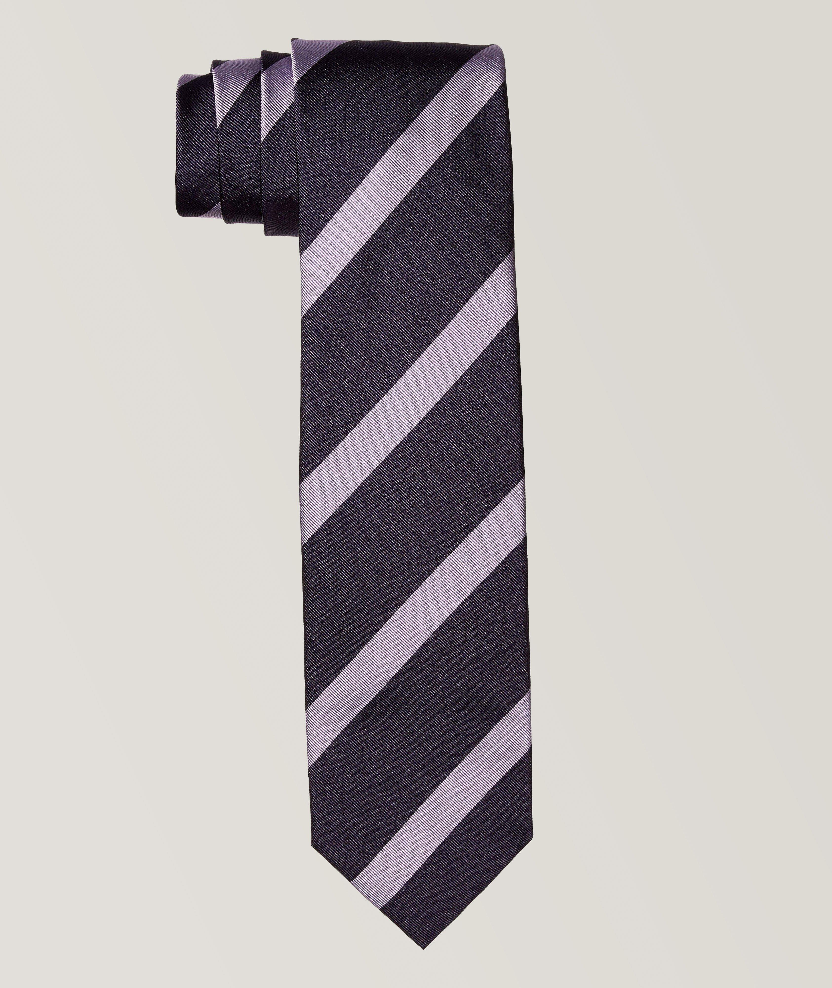 Striped Jacquard Silk Tie image 0