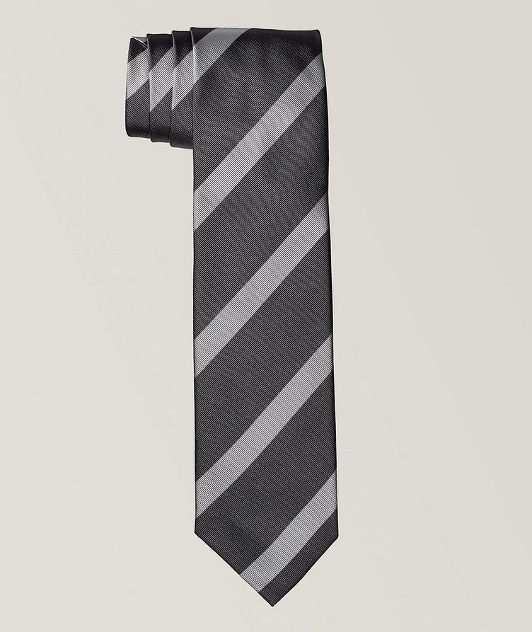 Striped Jacquard Silk Tie image 0