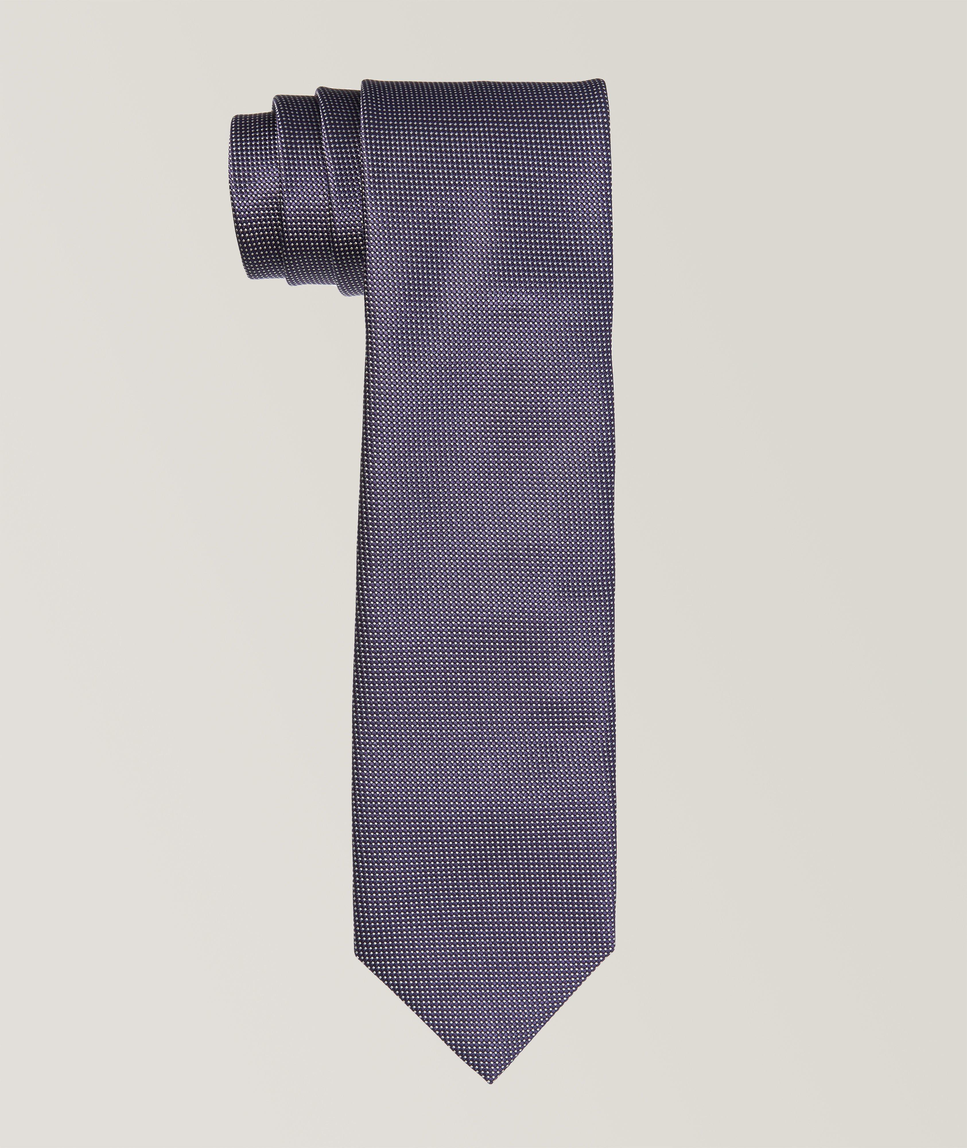 Cravate en jacquard de soie à motif pointillé image 0
