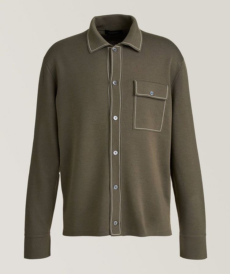 Long-Sleeve Wool and Silk Overshirt image 0