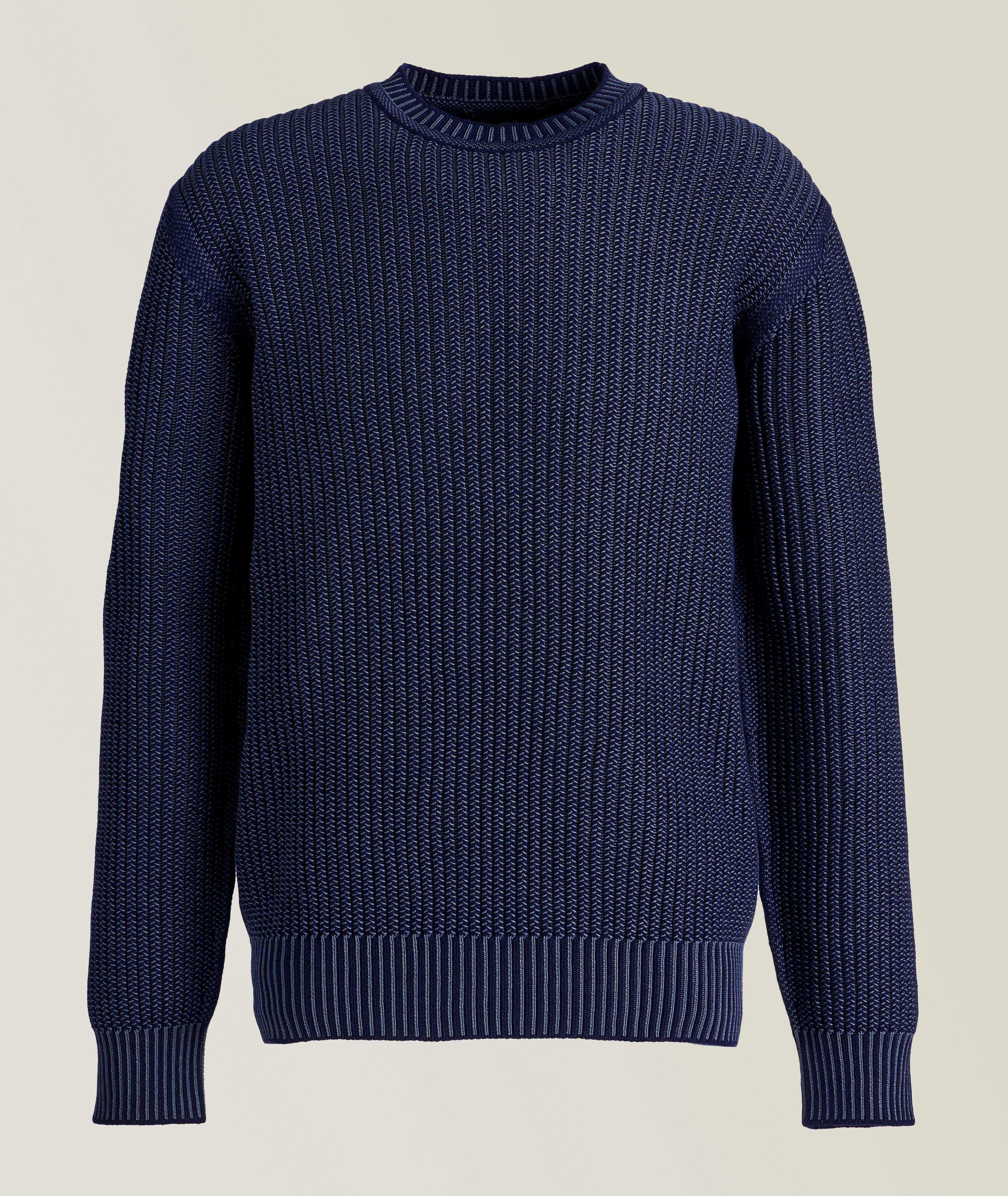 Ribbed Cashmere-Cotton Crewneck Sweater image 0