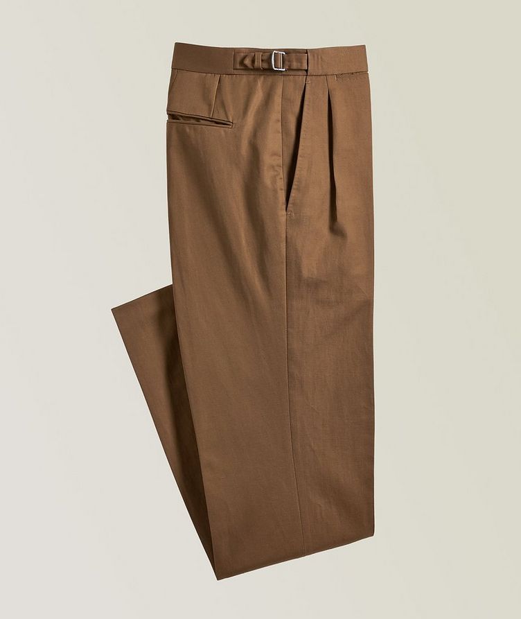 Pantalon en coton et lin à plis image 0