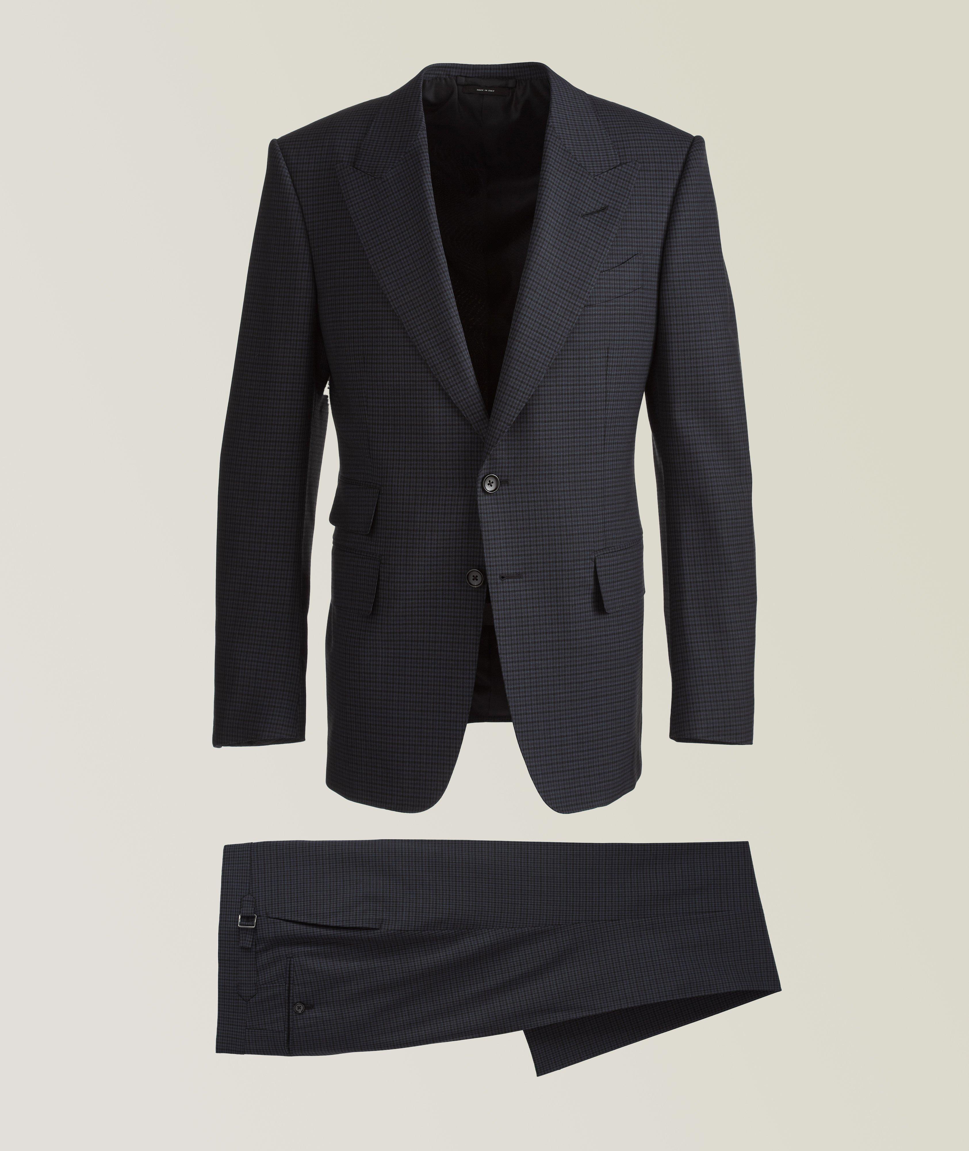 Shelton Mini Check Natural Stretch Wool Suit image 0