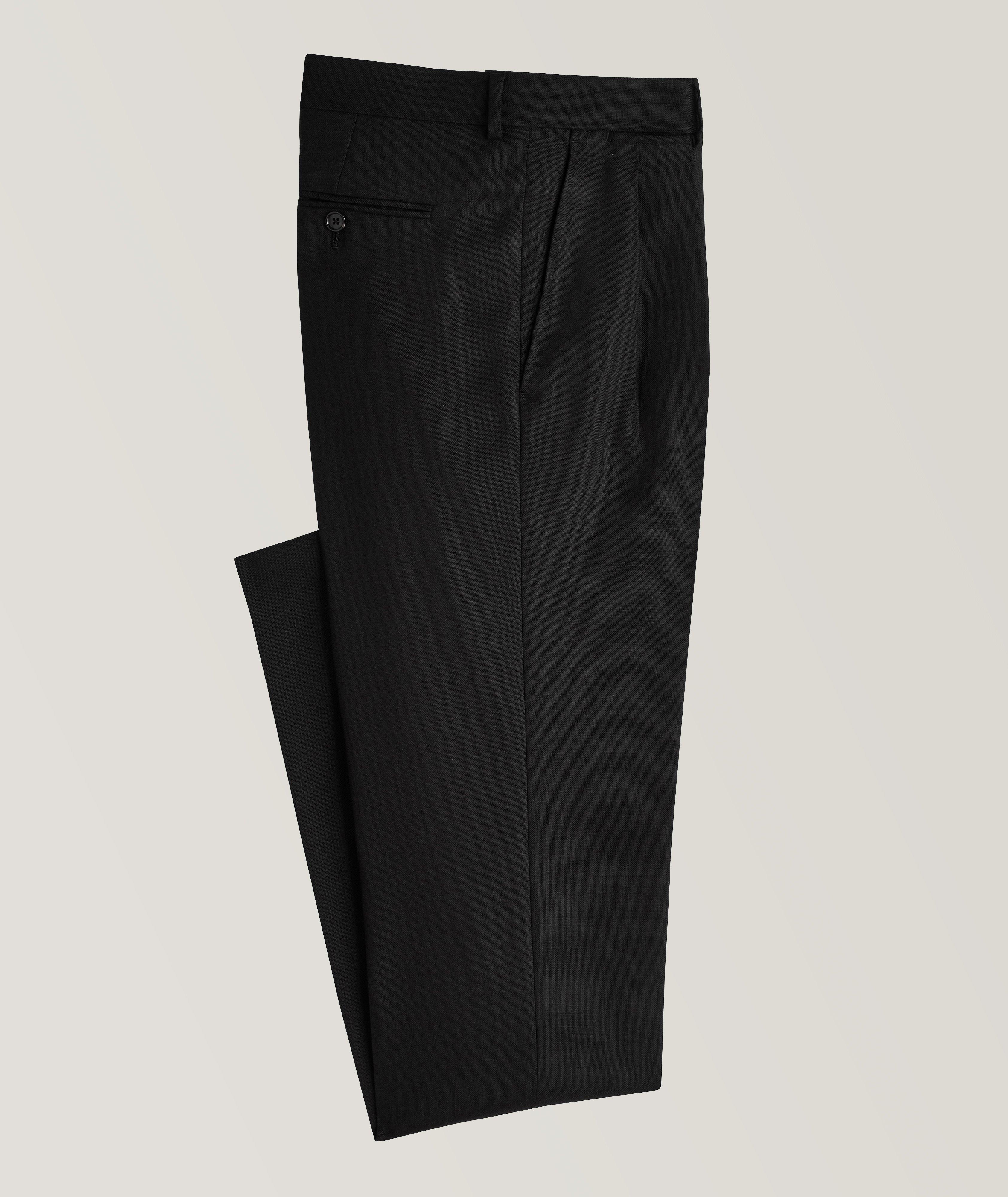 tailored trousers in a slub wool and viscose fabric