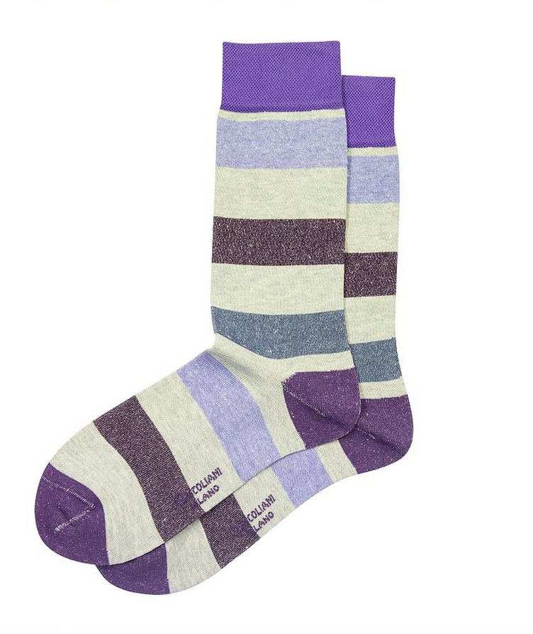 Stripe Printed Cotton-Blended Socks image 0