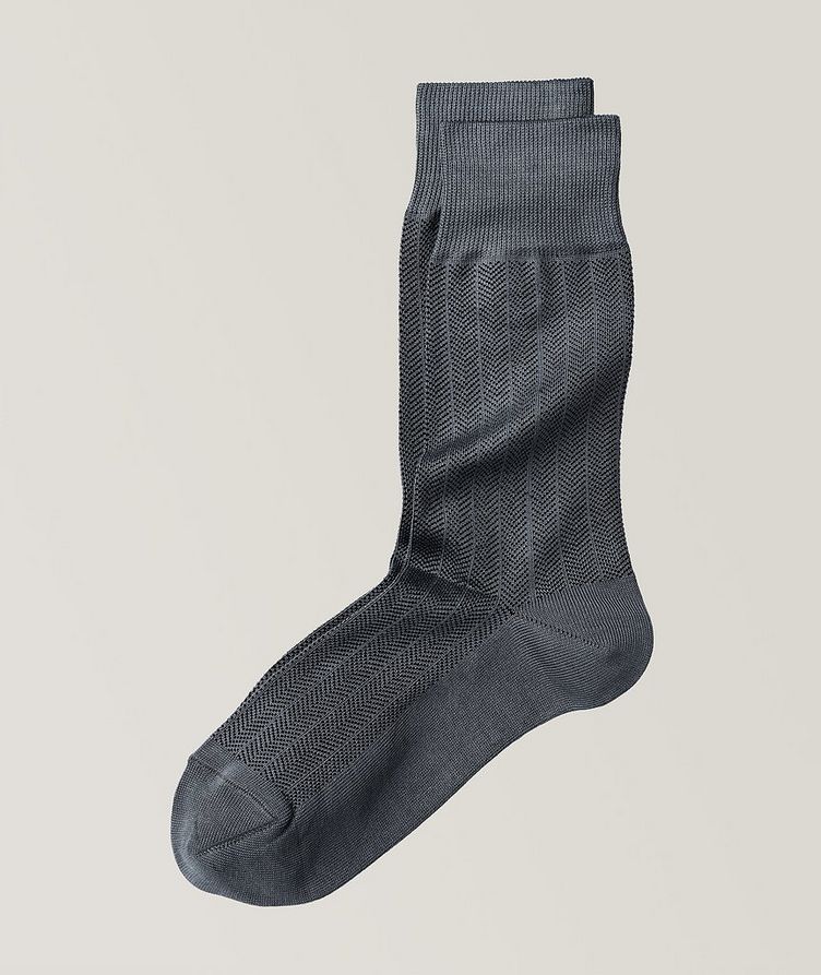 Cotton-Blend Herringbone Dress Socks image 0