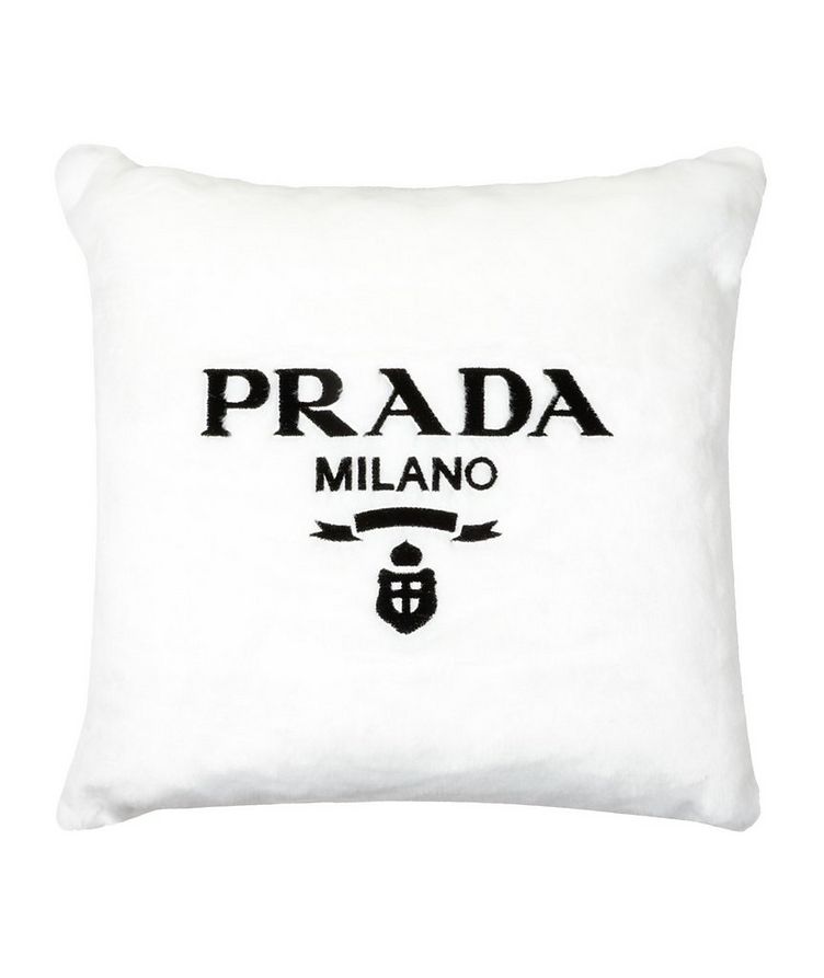 Faux Fur Embroidered Logo Pillow image 0