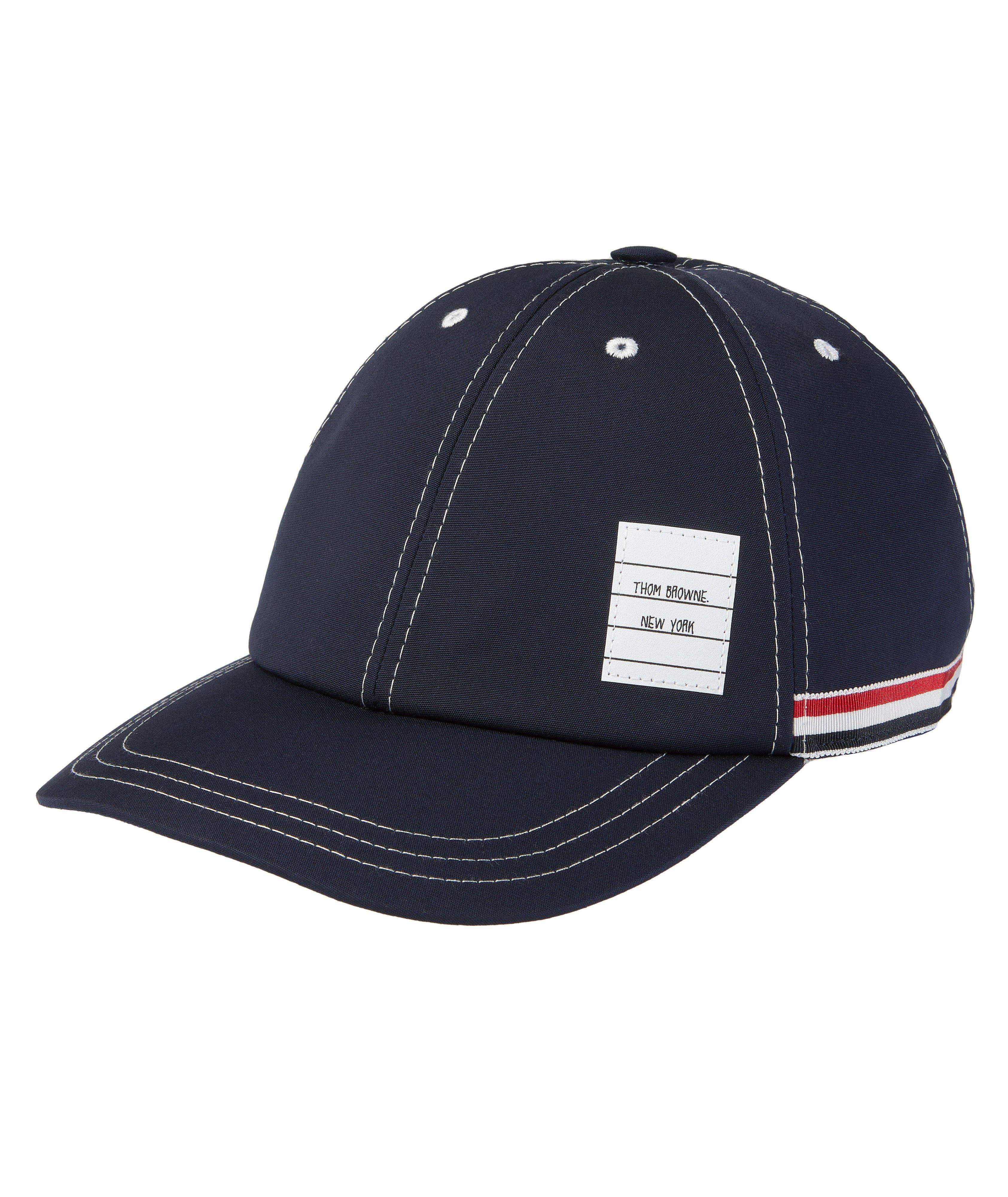 Striped Contrast Stitch Cotton Baseball Cap image 0