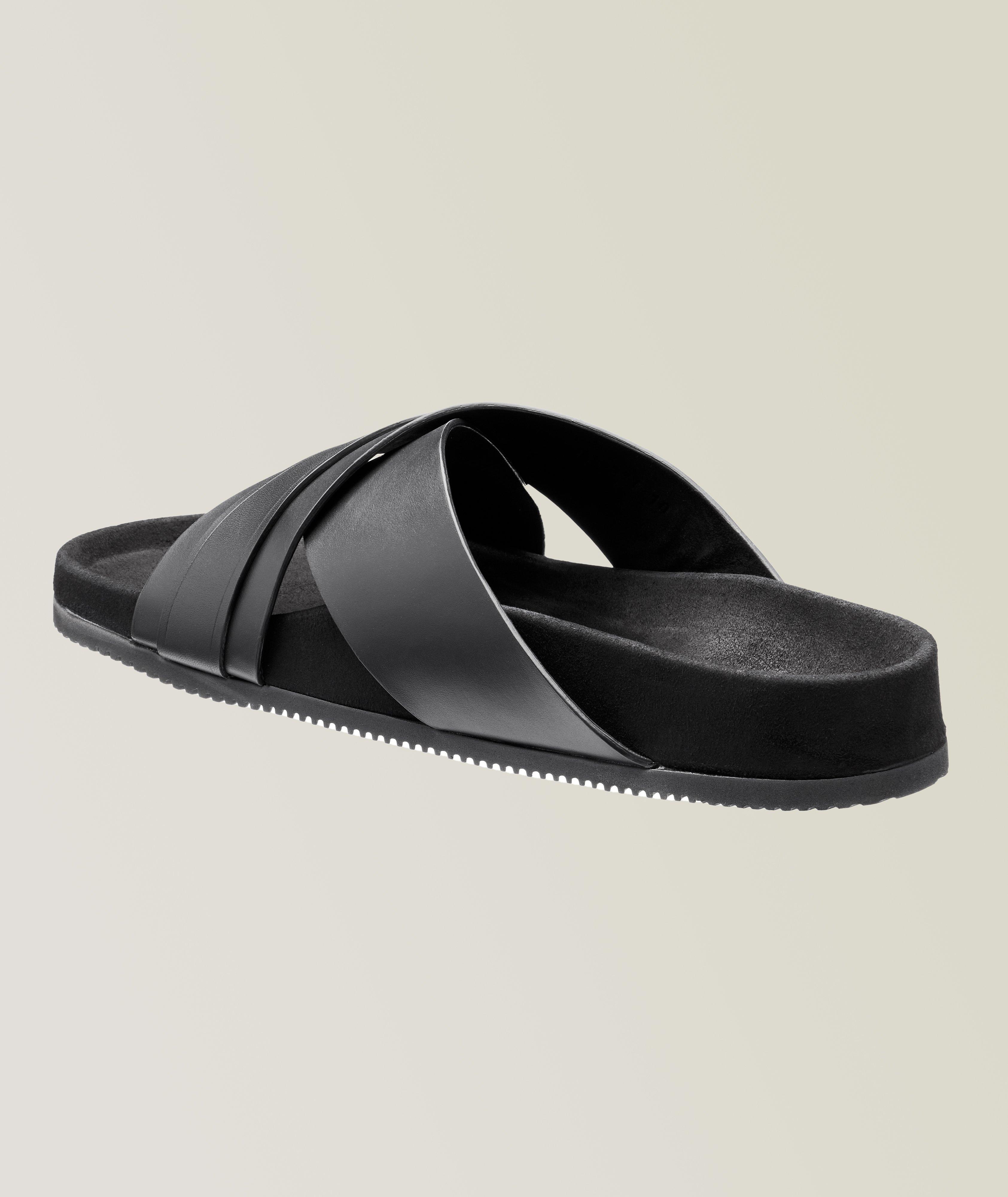Criss-Cross Leather Slides image 1