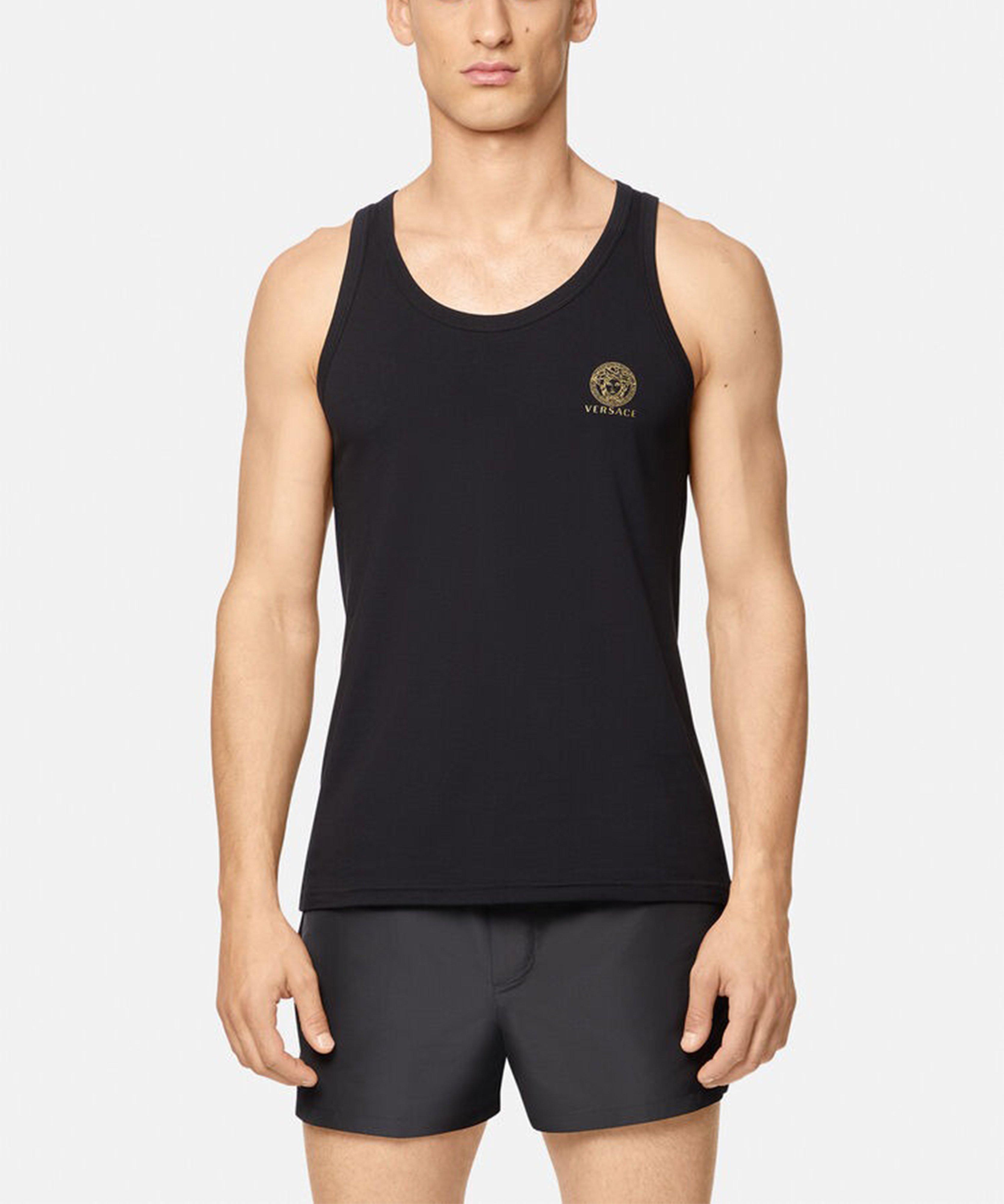 Versace Medusa Logo Stretch-Cotton Tank Top, Underwear