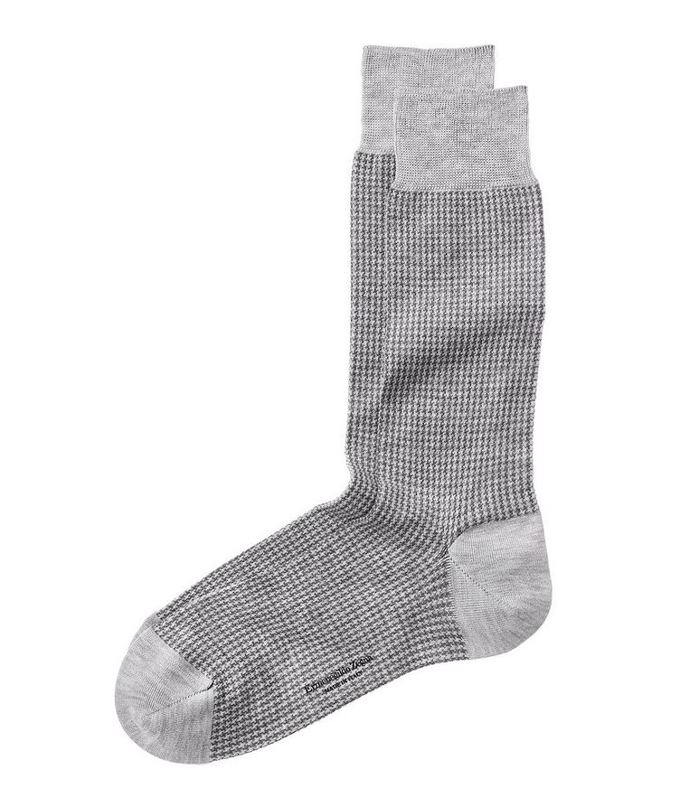 Houndstooth Stretch-Cotton Mid-Calf Socks image 0