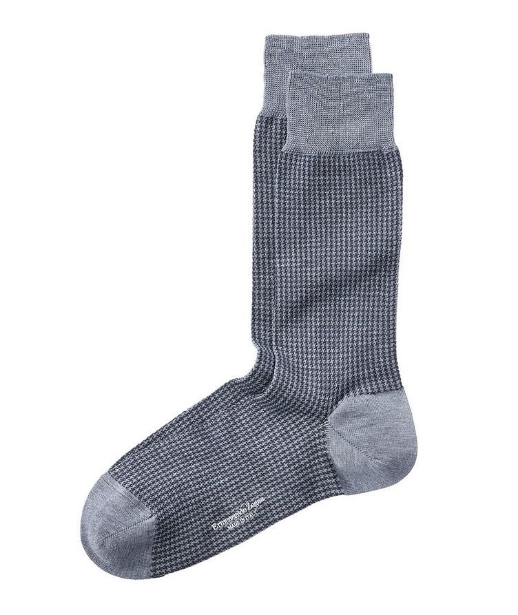 Two-Tone Stretch-Cotton Mid-Calf Socks image 0