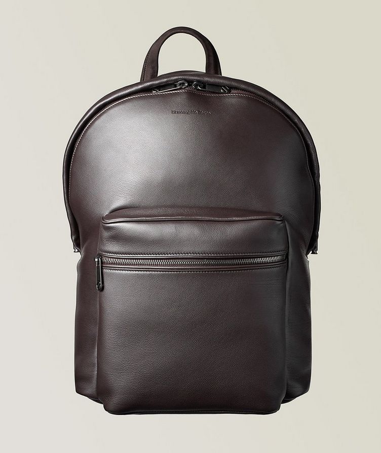 Calfskin Leather Hoodie Backpack image 0