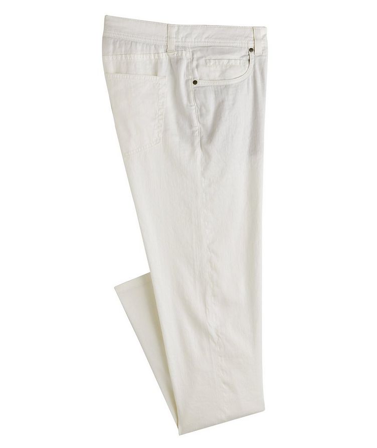 Pantalon en mélange de lin et coton à cinq poches image 0