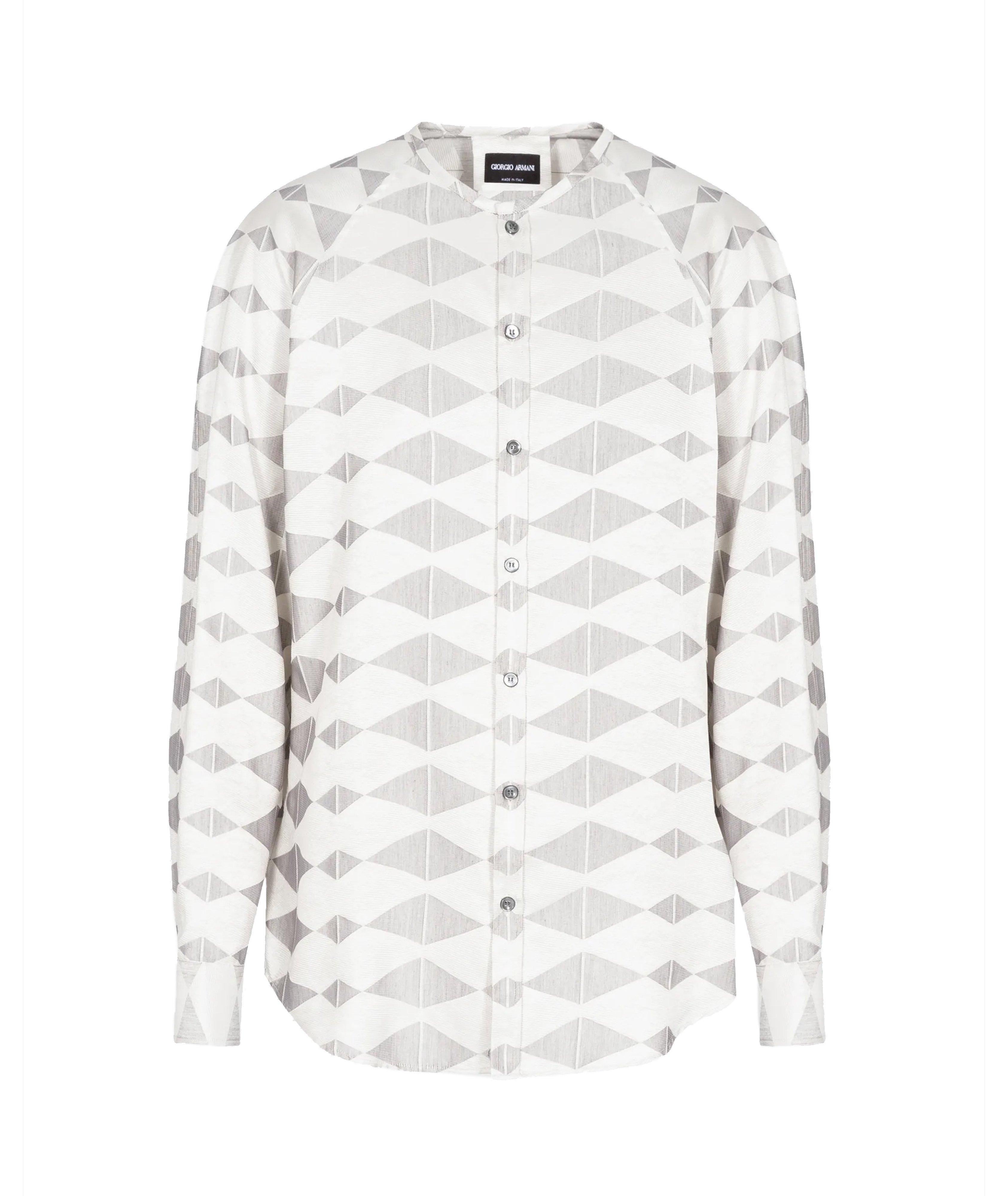 Slim-Fit Silk Blend Geometric Shirt image 0