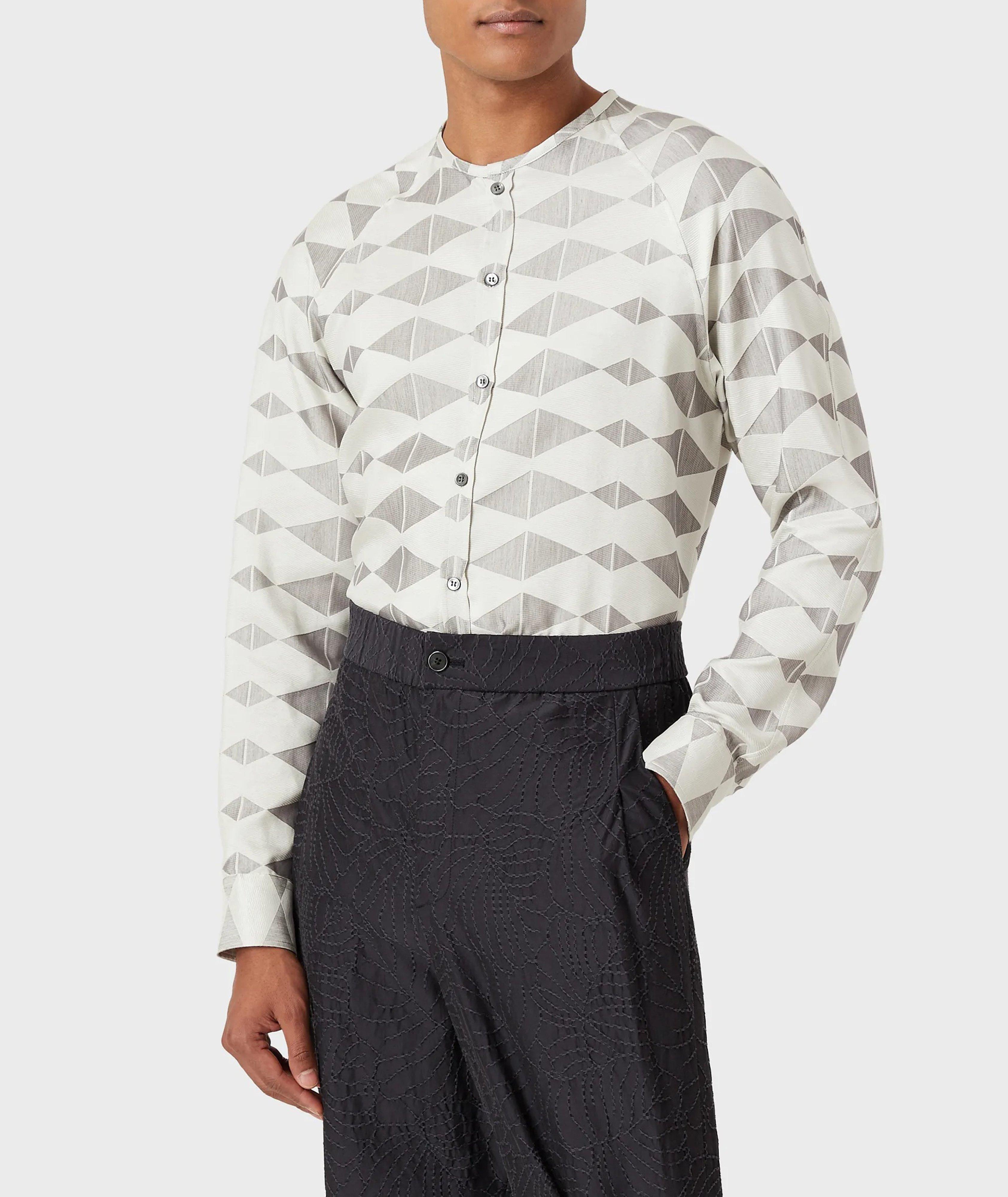 Chemise en mélange de soie à motif géométrique de coupe amincie image 1