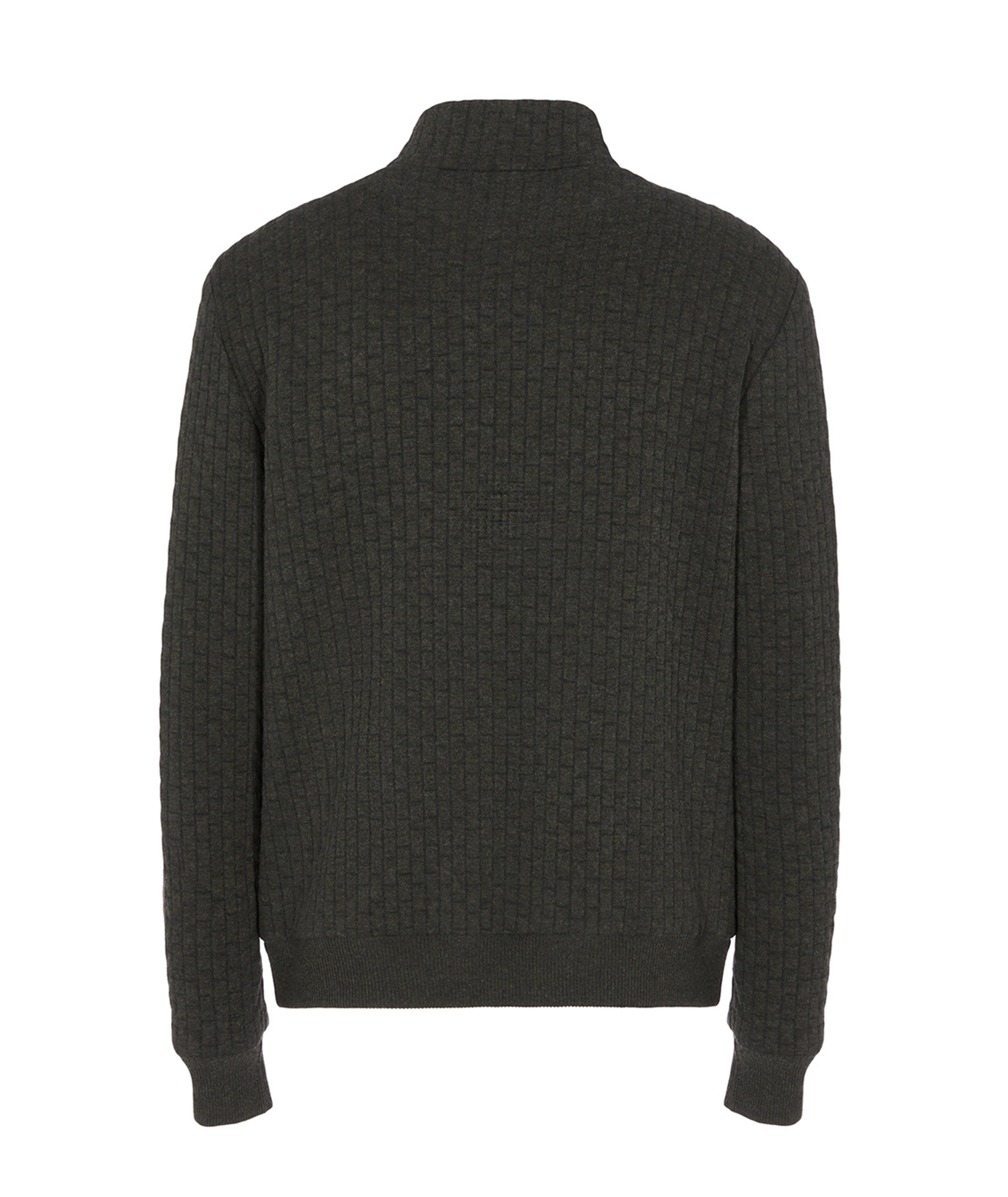 Cotton Blend Matelassé Zip Up Sweatshirt image 1