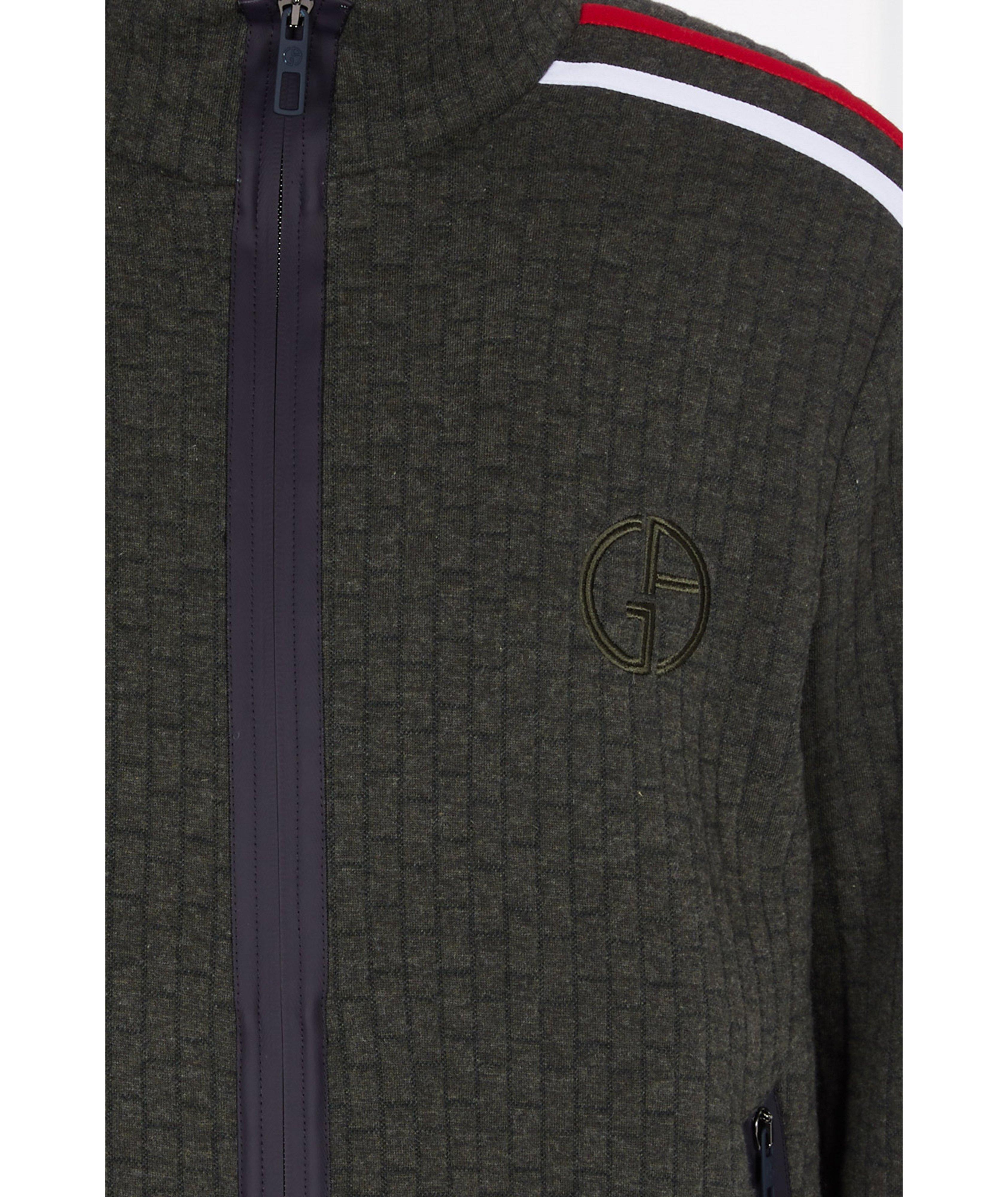 Cotton Blend Matelassé Zip Up Sweatshirt image 2