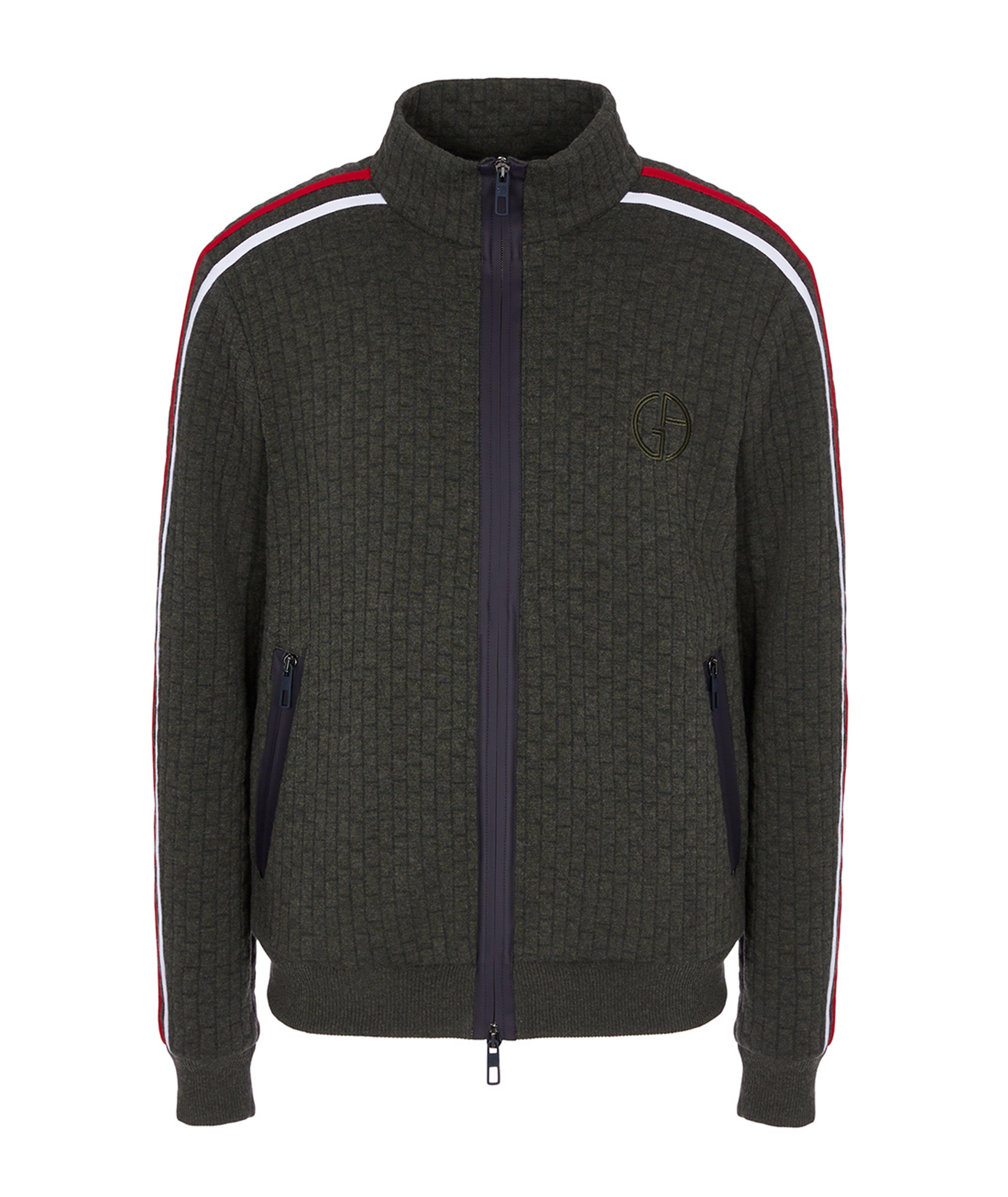 Cotton Blend Matelassé Zip Up Sweatshirt image 0