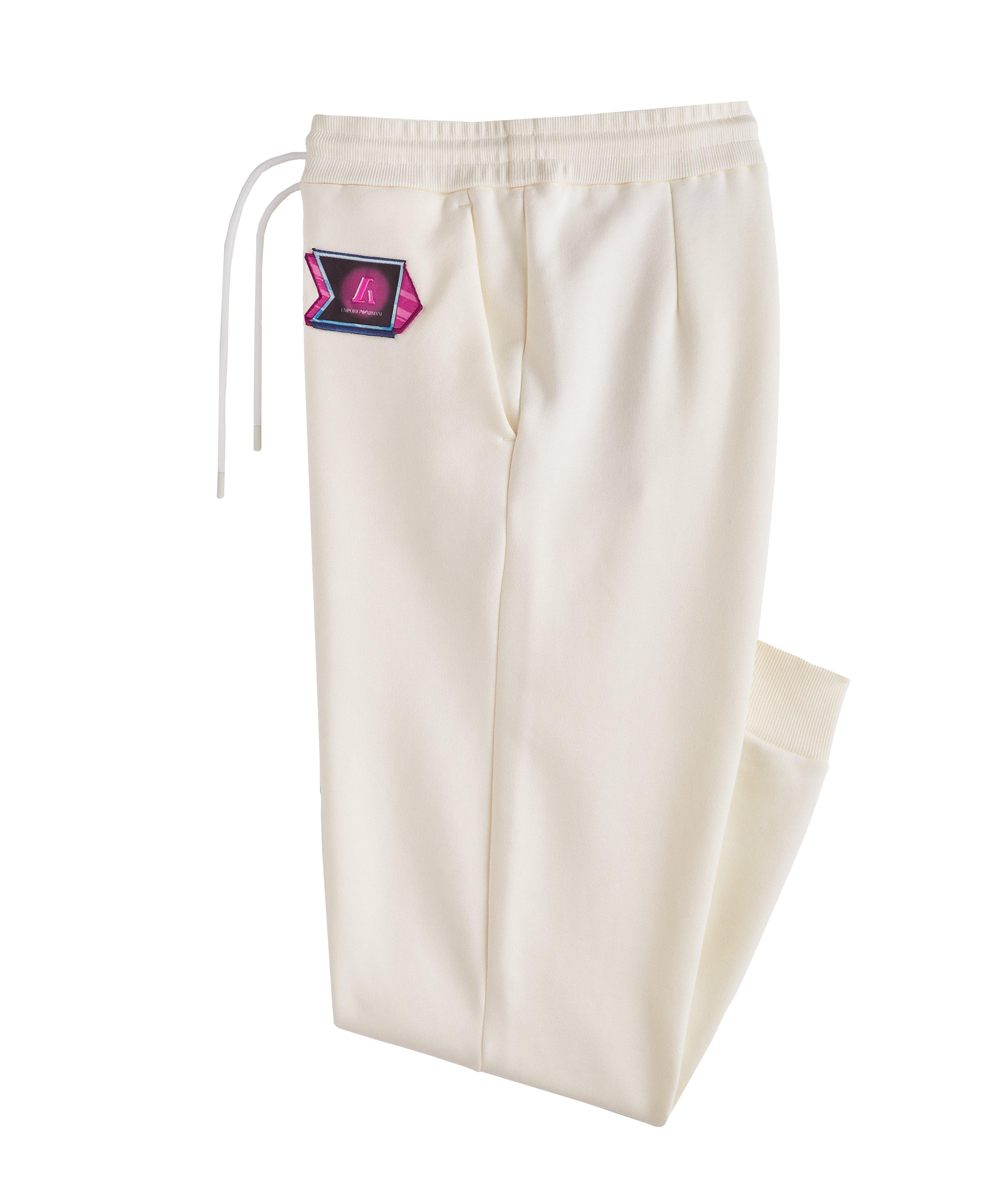 Pantalon sport en coton extensible avec écusson de marque image 0