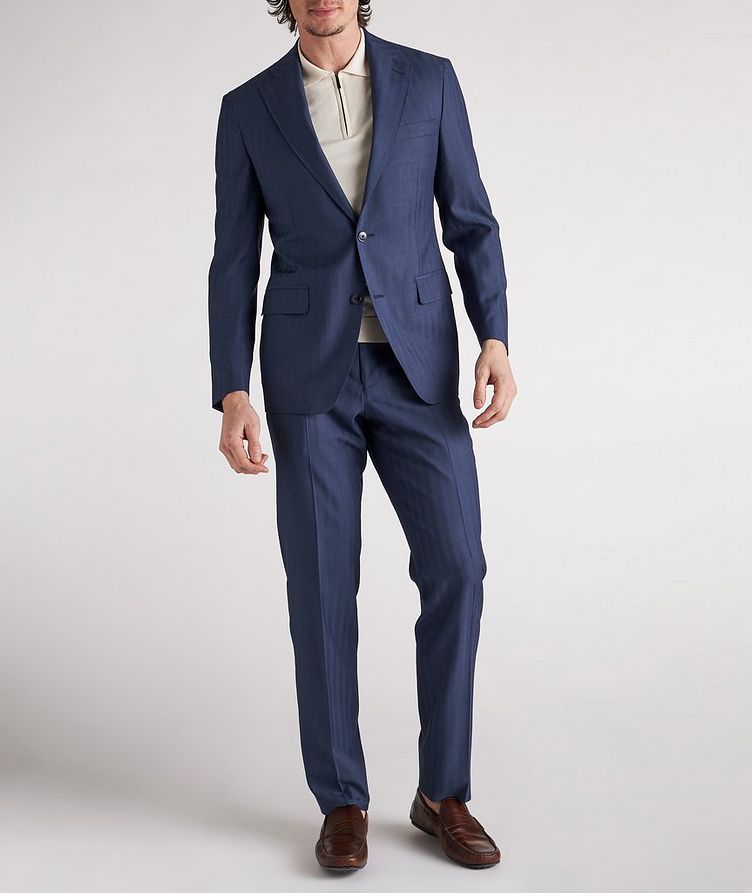Slim Fit Pinstripes Silk & Linen Blend Suits image 2
