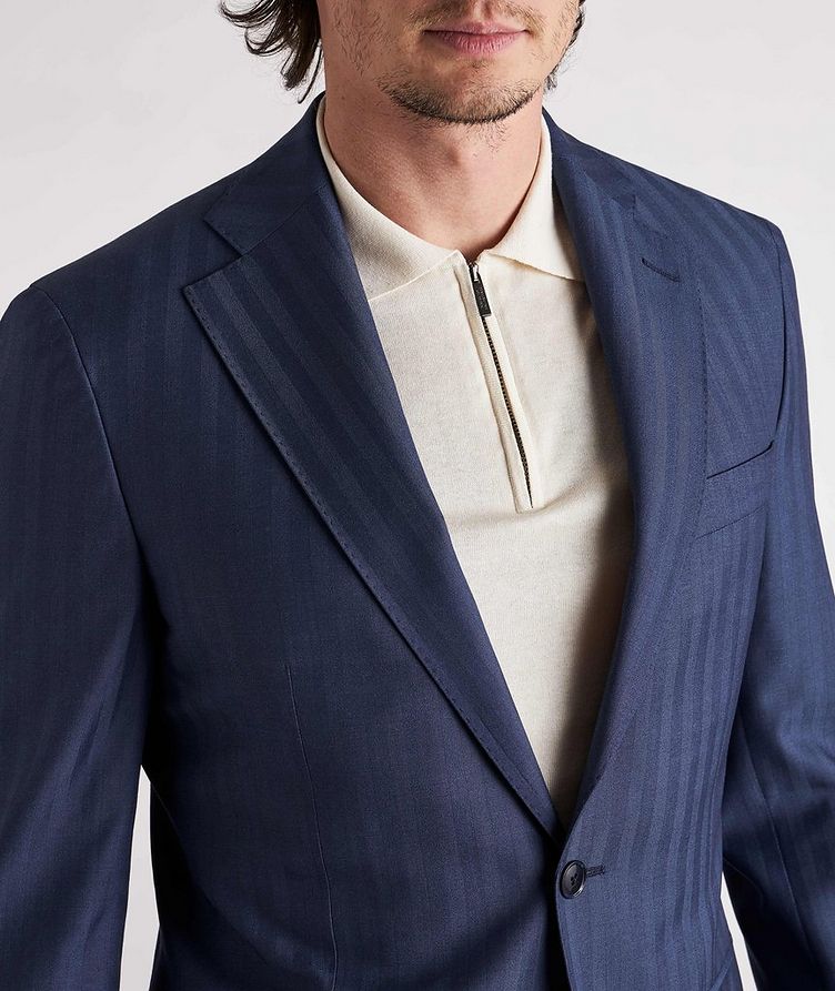 Slim Fit Pinstripes Silk & Linen Blend Suits image 4