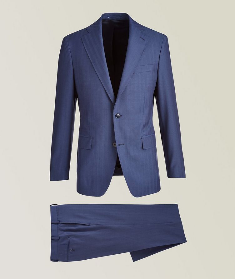 Slim Fit Pinstripes Silk & Linen Blend Suits image 0