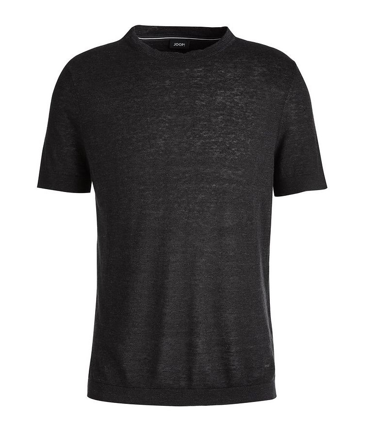 T-shirt en tricot de lin et coton à encolure ronde image 0