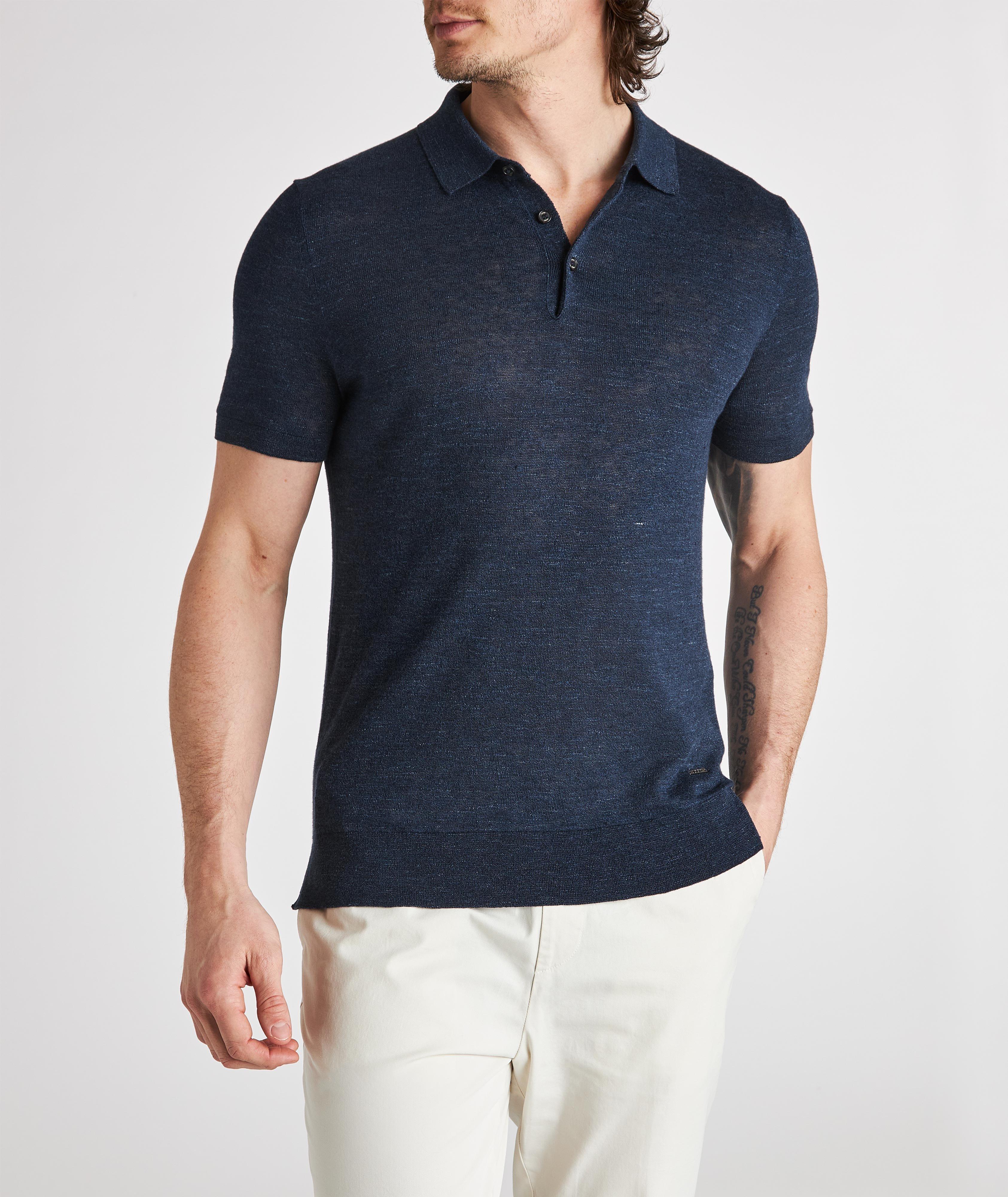 Linen-Cotton Blend Knit Polo image 1
