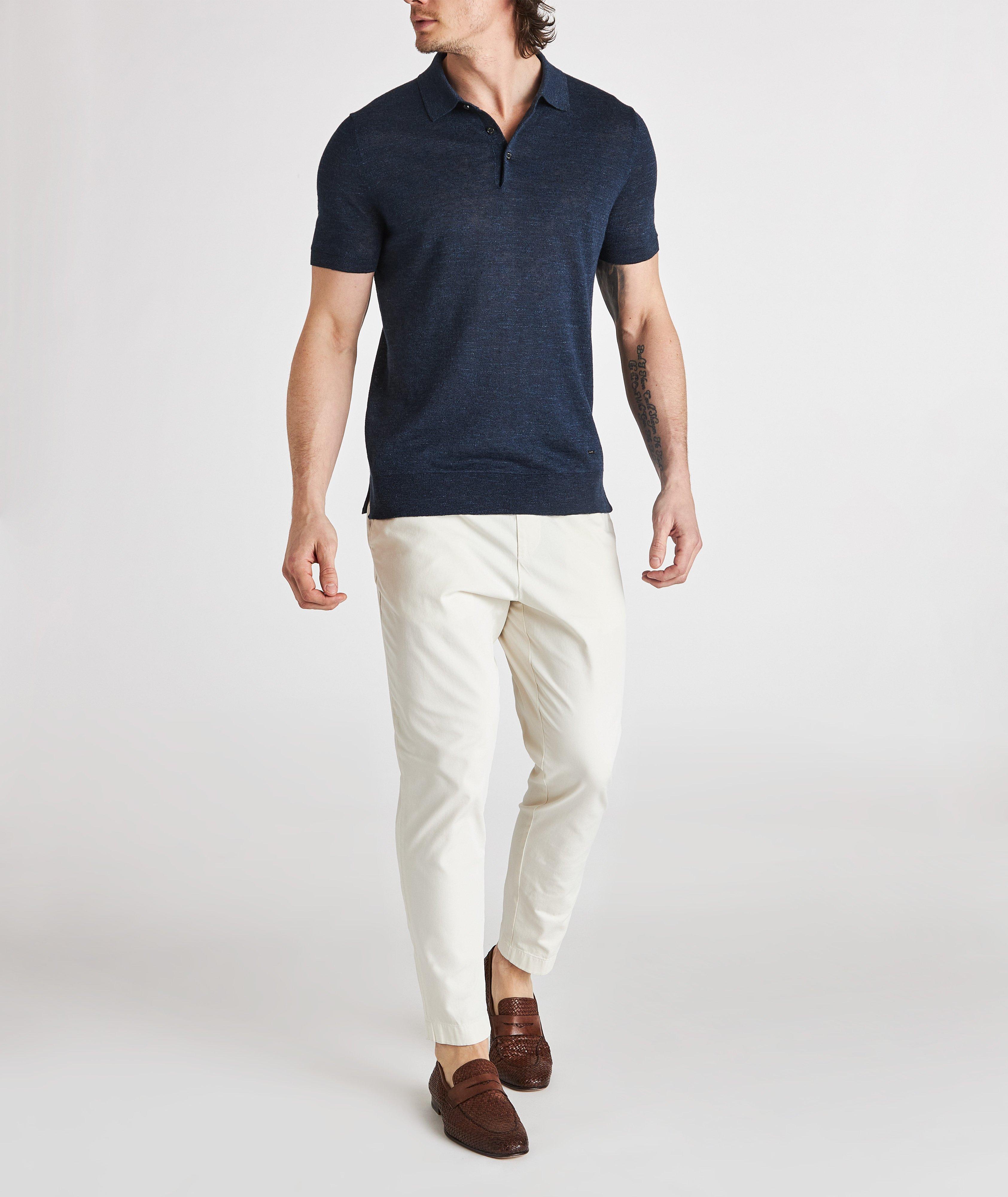 Linen-Cotton Blend Knit Polo image 4